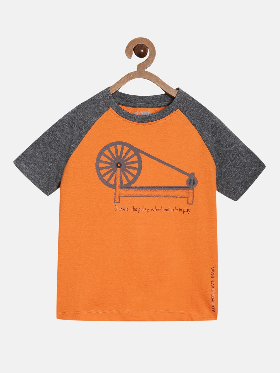 

Aomi Boys Orange Colourblocked Round Neck T-shirt