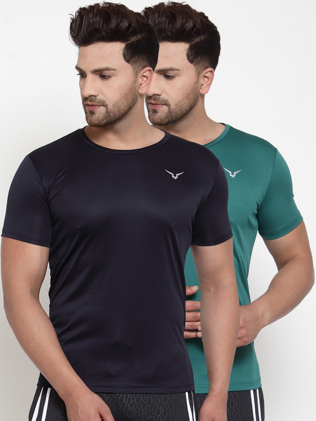 Invincible Men Pack Of 2 Basic T-shirts, Navy blue
