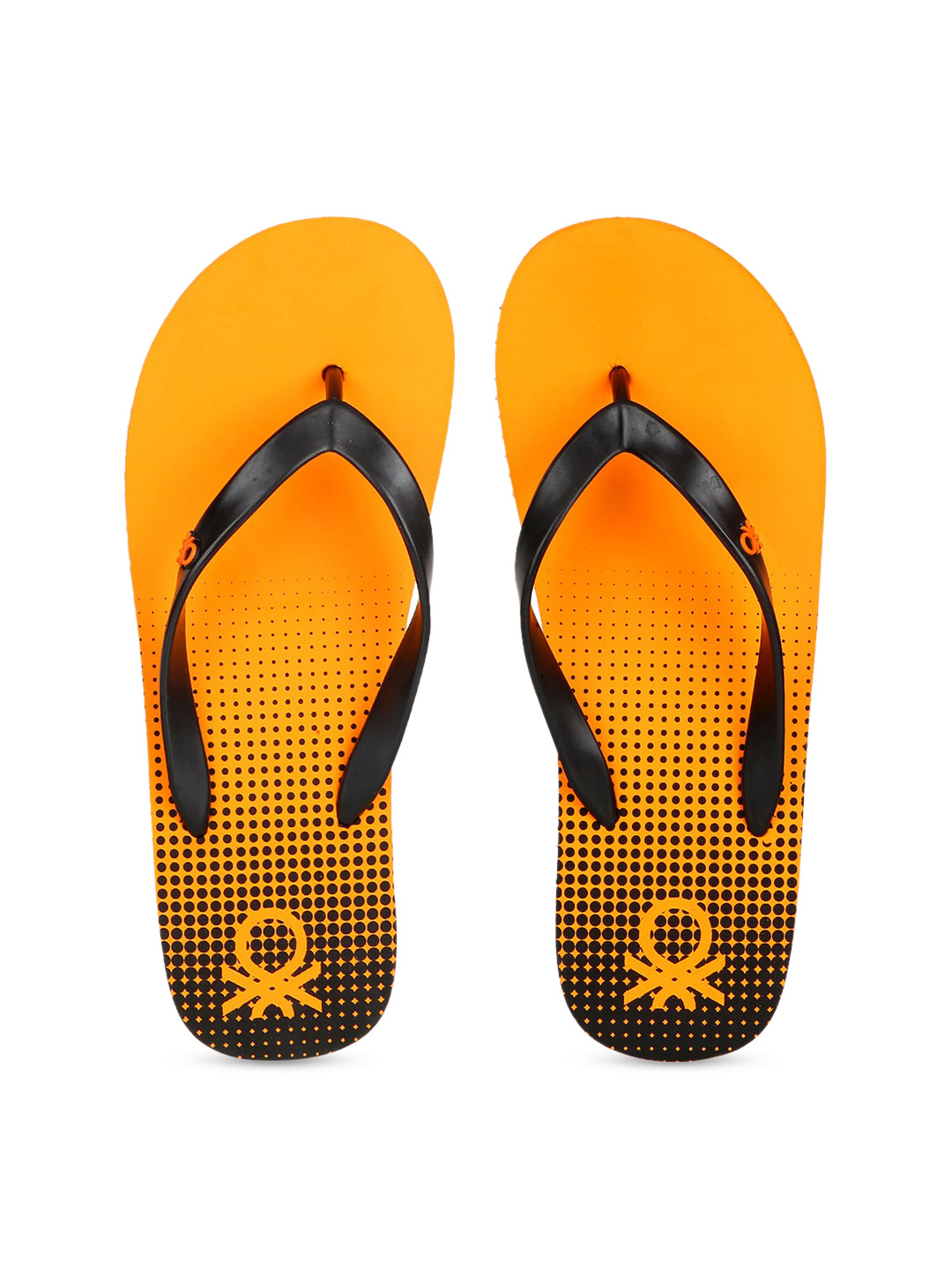

United Colors of Benetton Men Orange & Black Printed Thong Flip-Flops