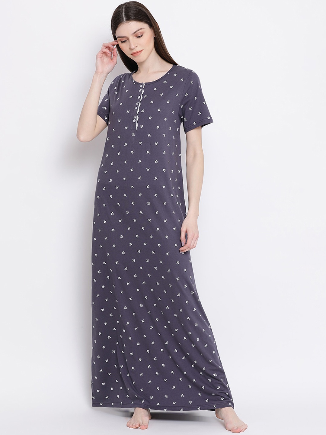 

Kanvin Purple Printed Nightdress