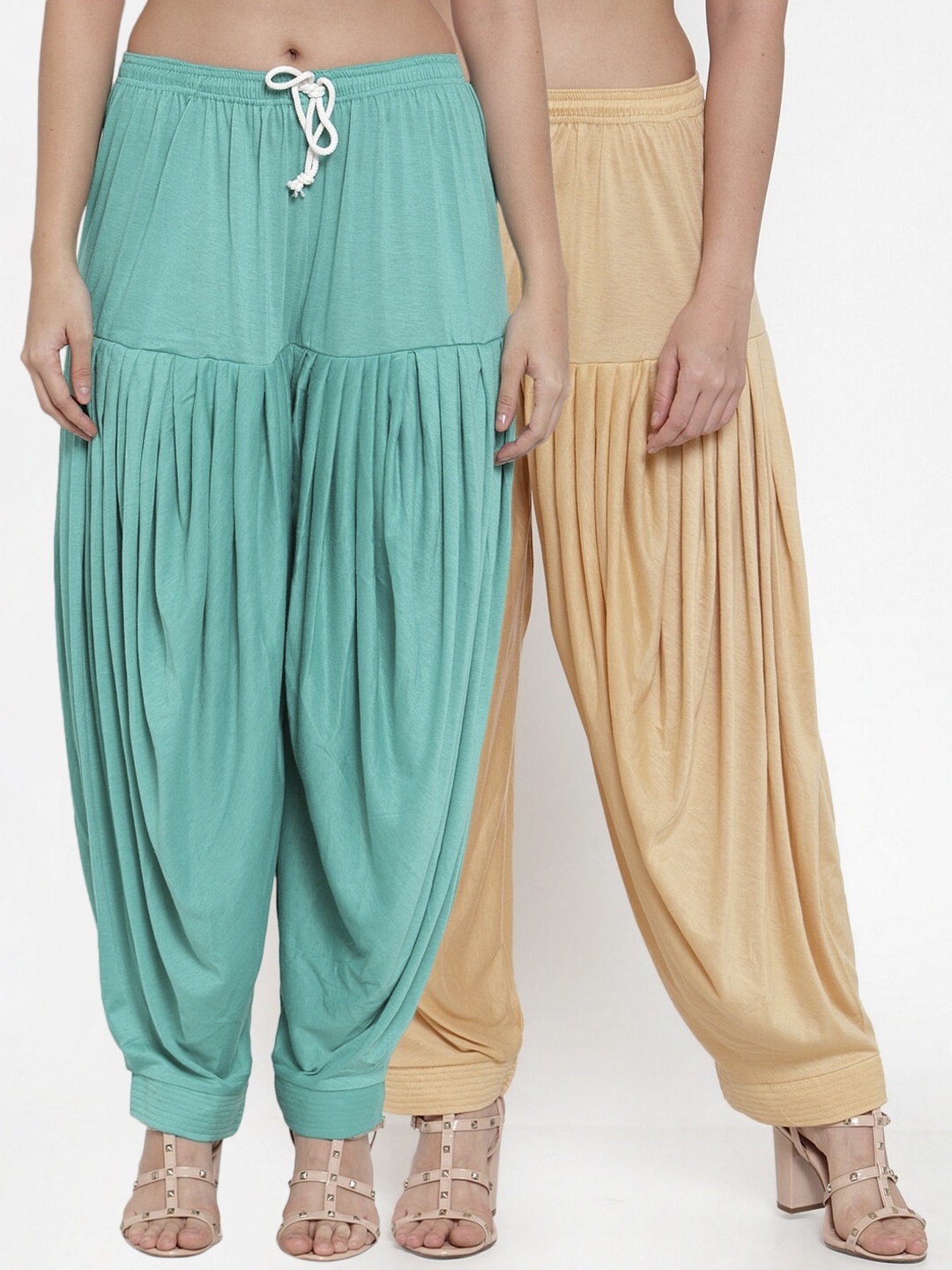 GRACIT Women Pack Of 2 Solid Patialas, Turquoise blue