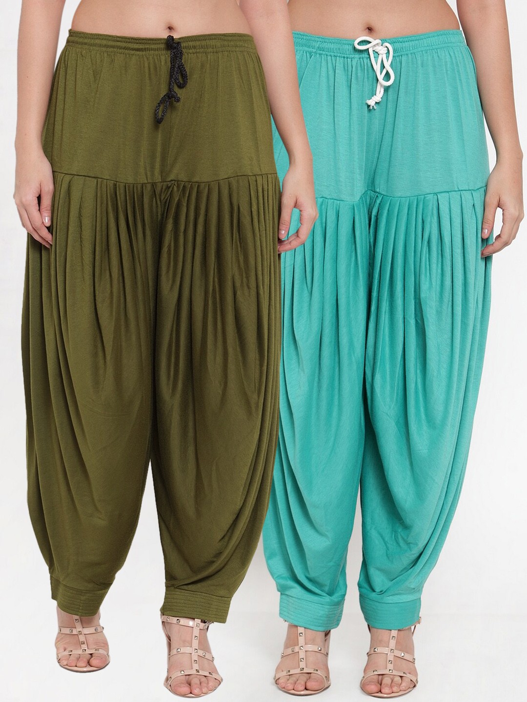 

GRACIT Women Pack Of 2 Solid Loose-Fit Patialas, Turquoise blue