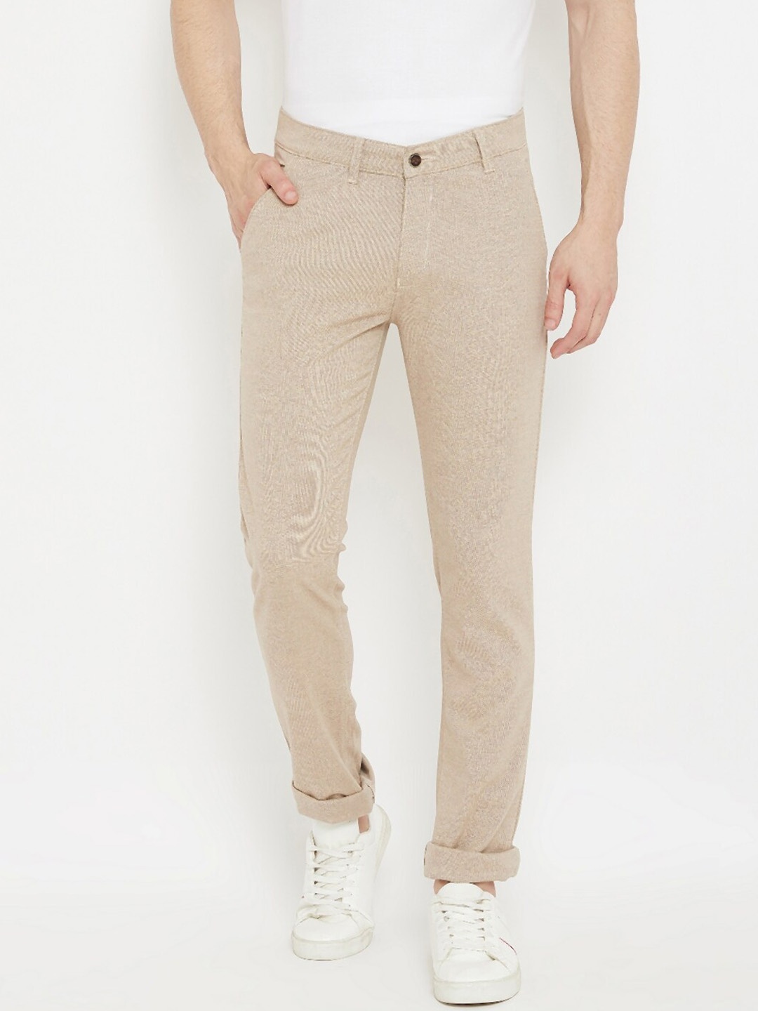 

Crimsoune Club Men Beige Slim Fit Solid Regular Trousers