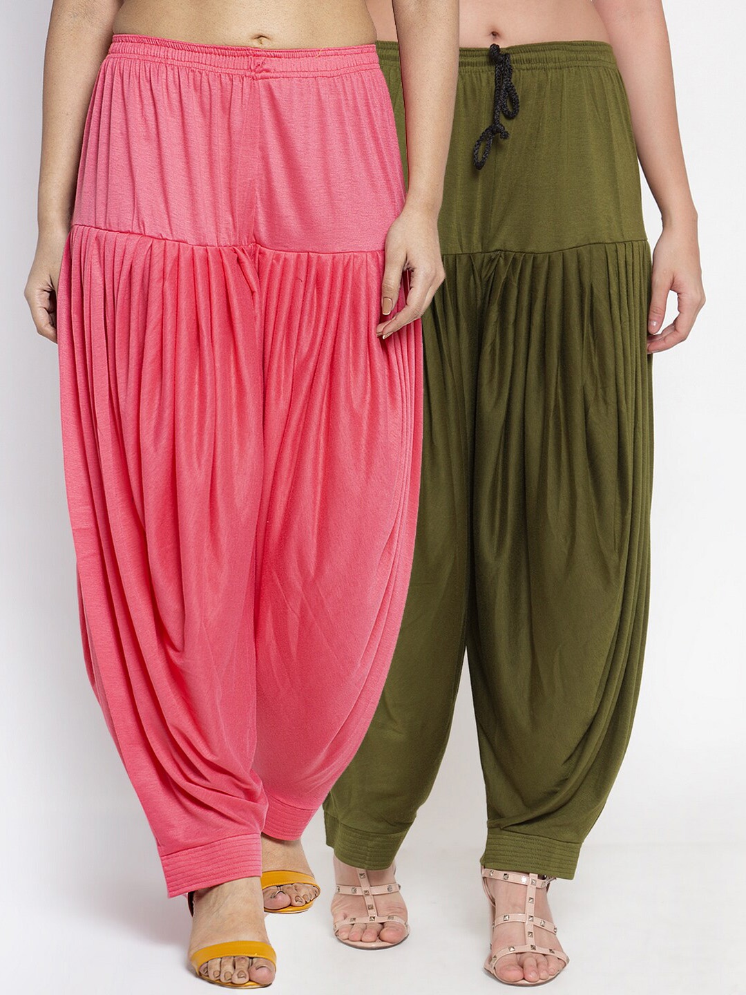 

GRACIT Women Pack Of 2 Solid Loose-Fit Patialas, Pink