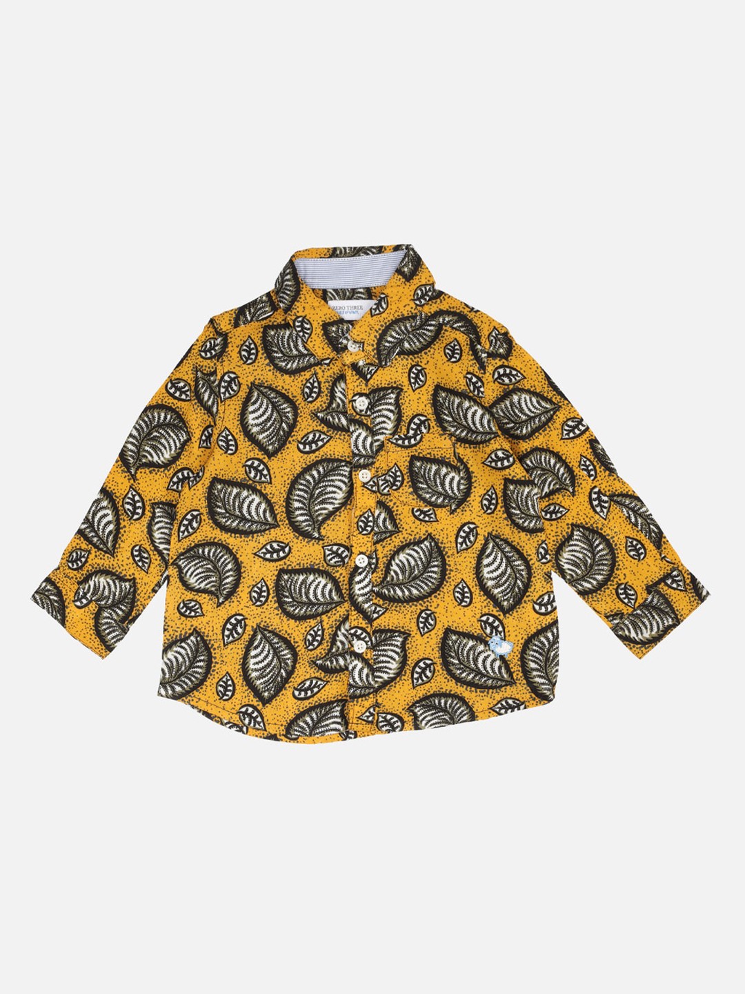 

ZERO THREE Boys Yellow Regular Fit Printed Casual Shirt