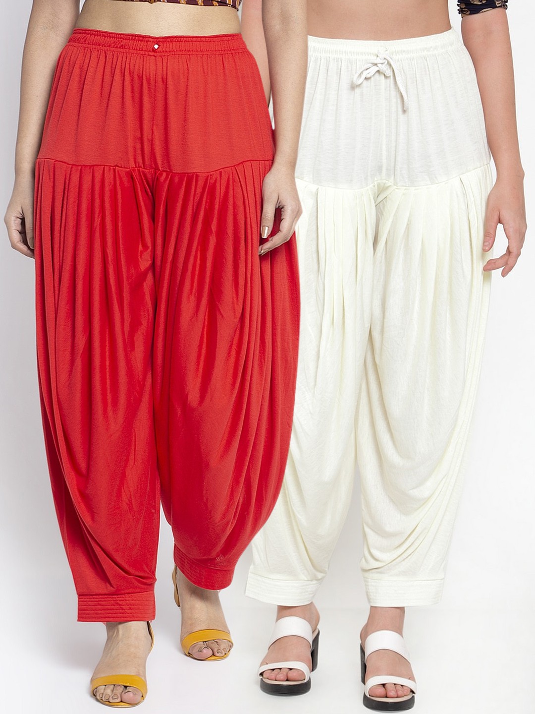 

GRACIT Women Pack Of 2 Solid Loose-Fit Patialas, Red