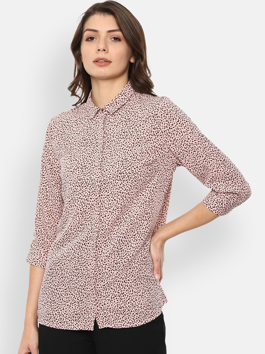 

Van Heusen Woman Pink & Brown Printed Casual Shirt
