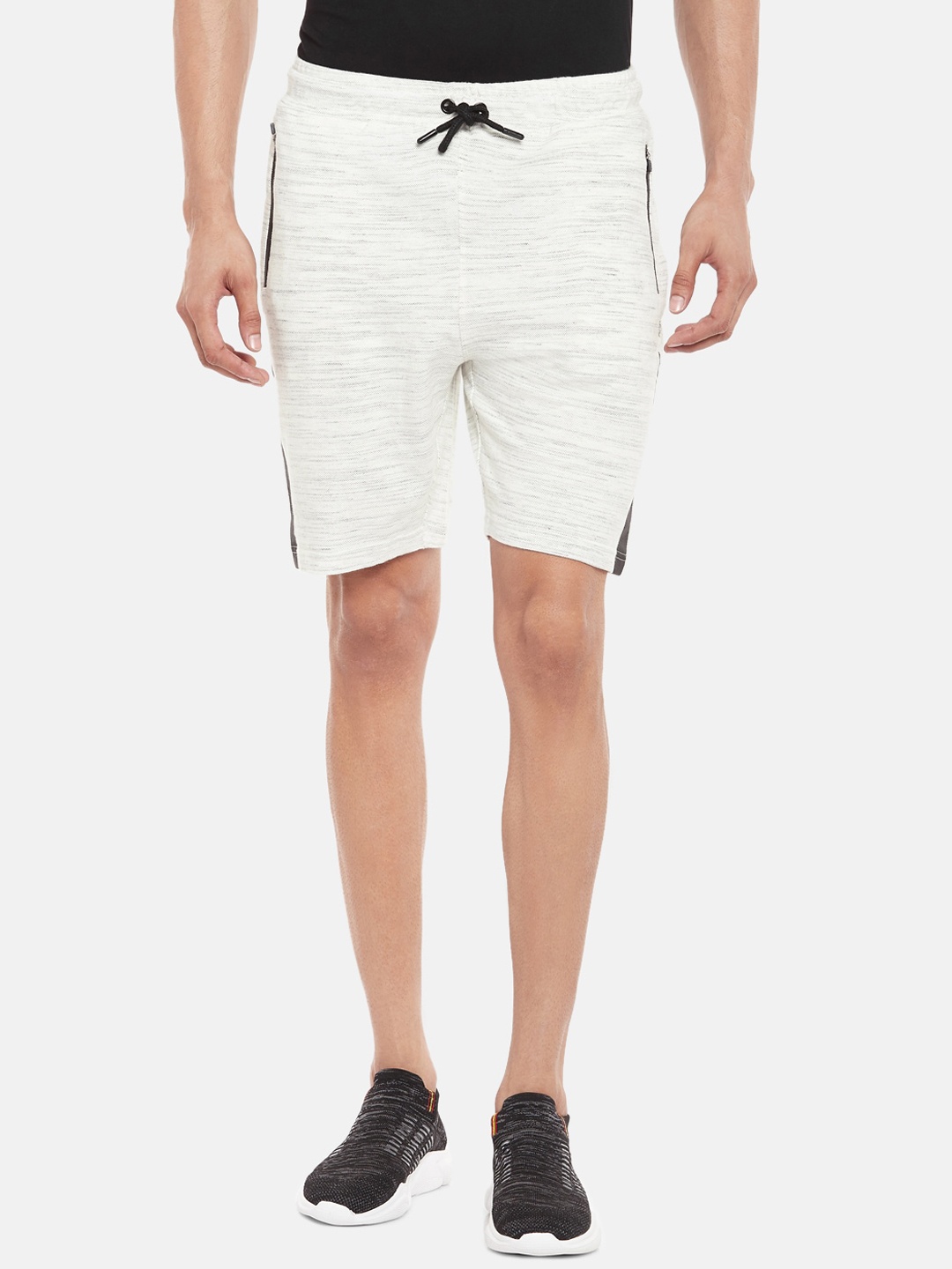 

Ajile by Pantaloons Men Grey Melange Solid Slim Fit Regular Shorts