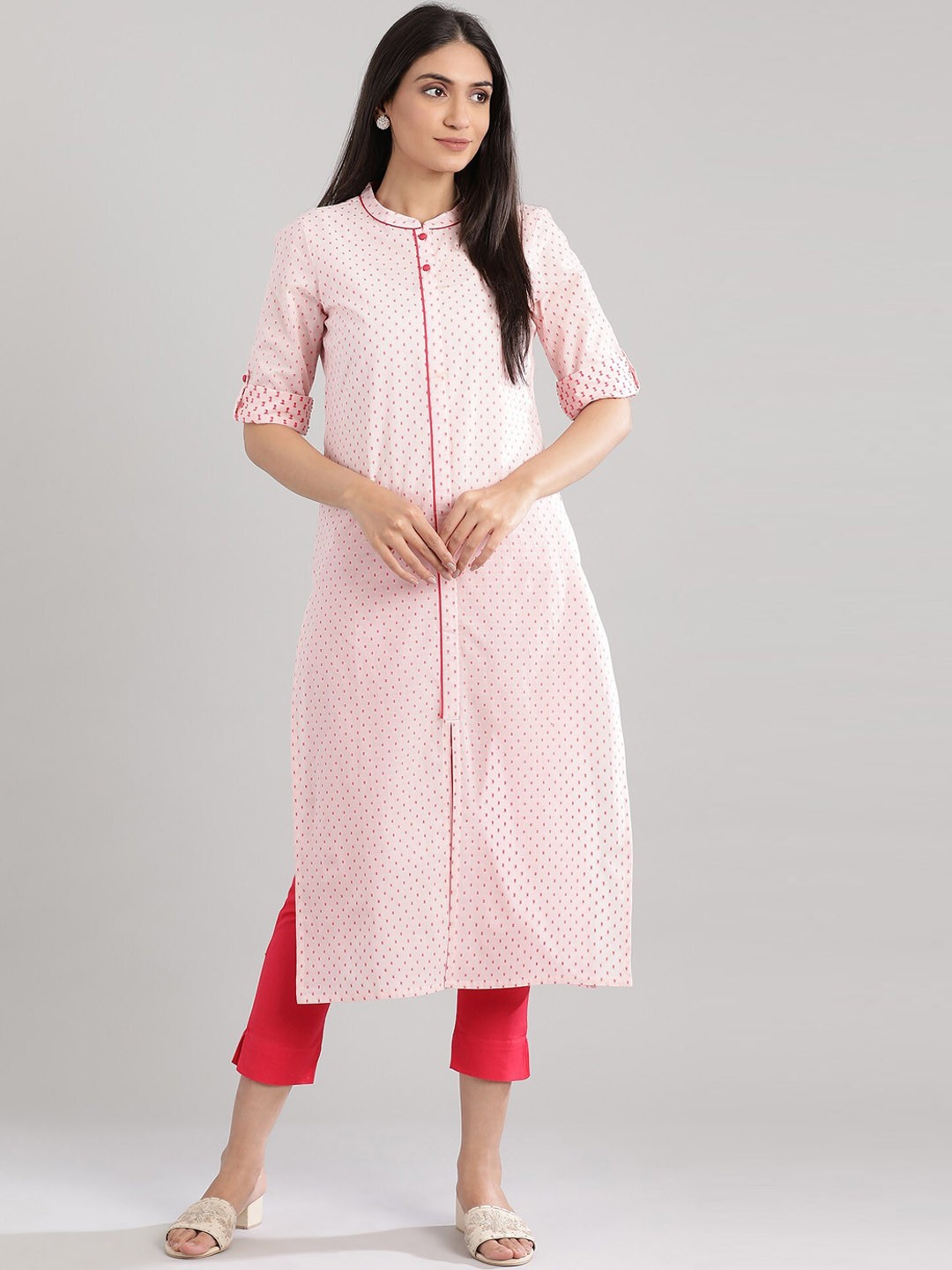 

AURELIA Women Pink Geometric Printed Kurta