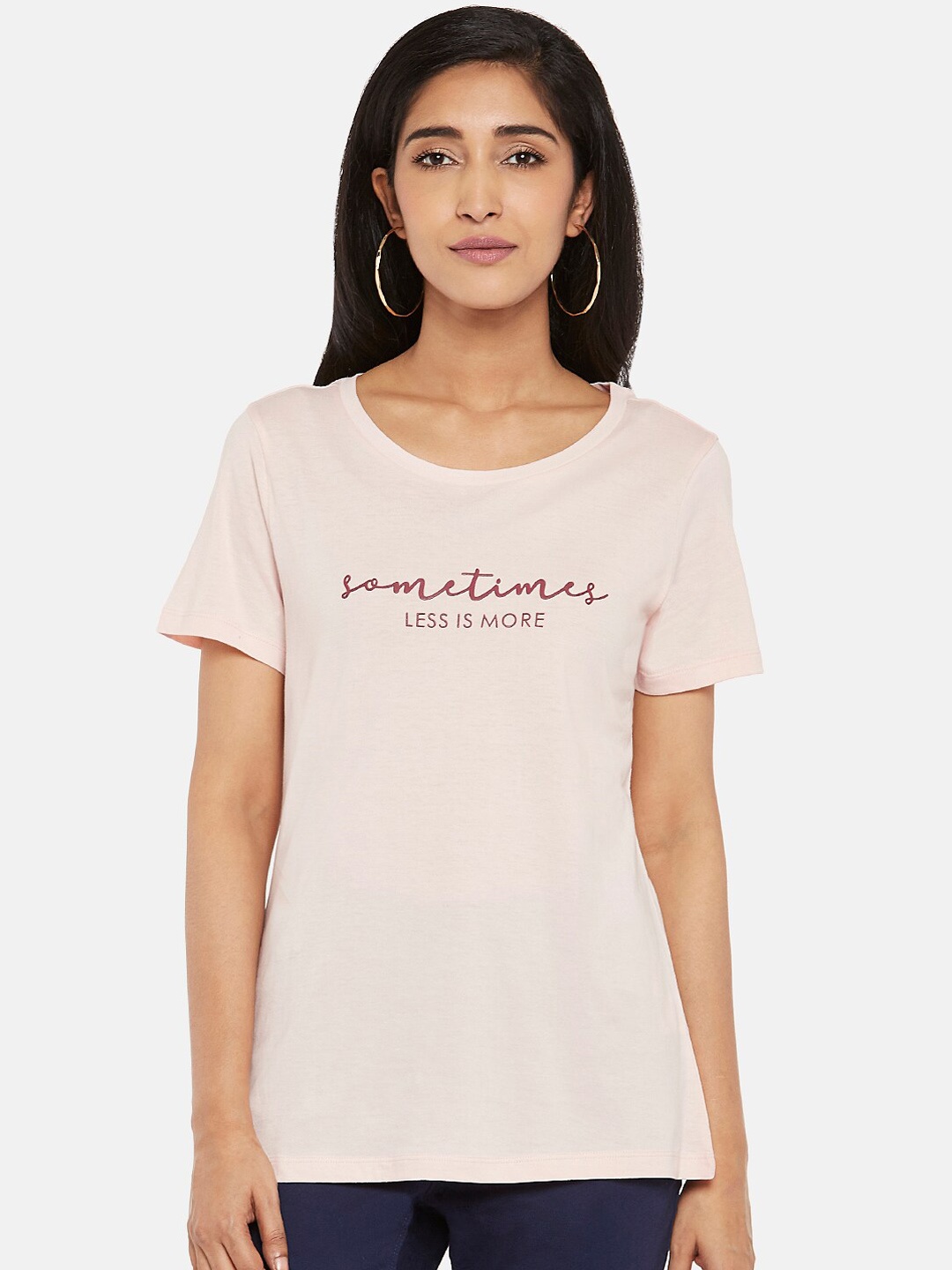 

Honey by Pantaloons Women Pink Printed Round Neck T-shirt