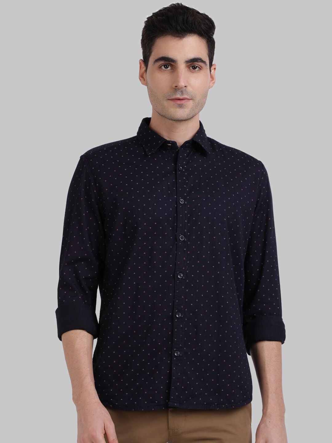 

Parx Men Blue Slim Fit Printed Casual Shirt