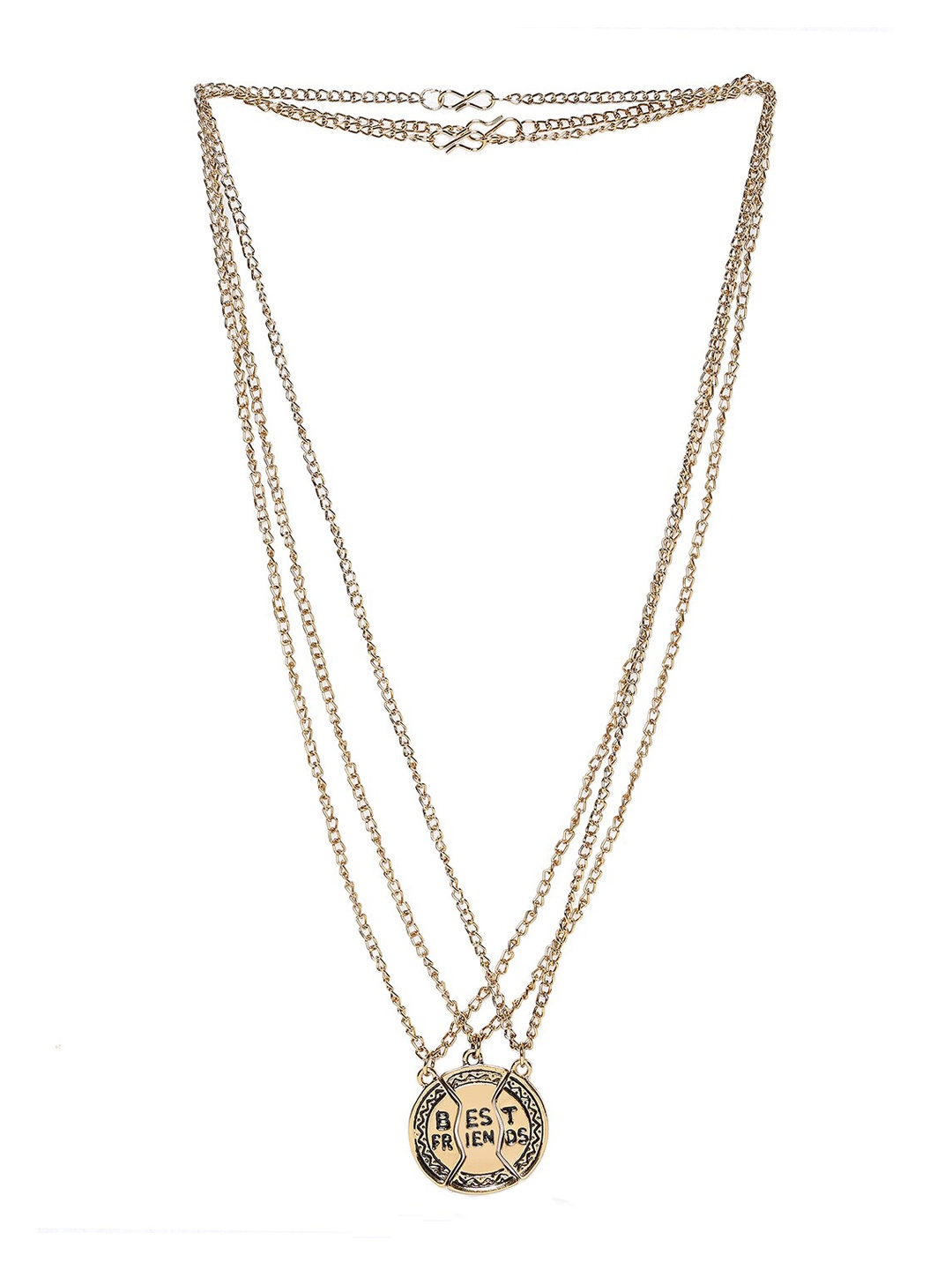 

Mahi Set Of 3 Gold-Plated Three Best Friends Forever Pendant With Chain
