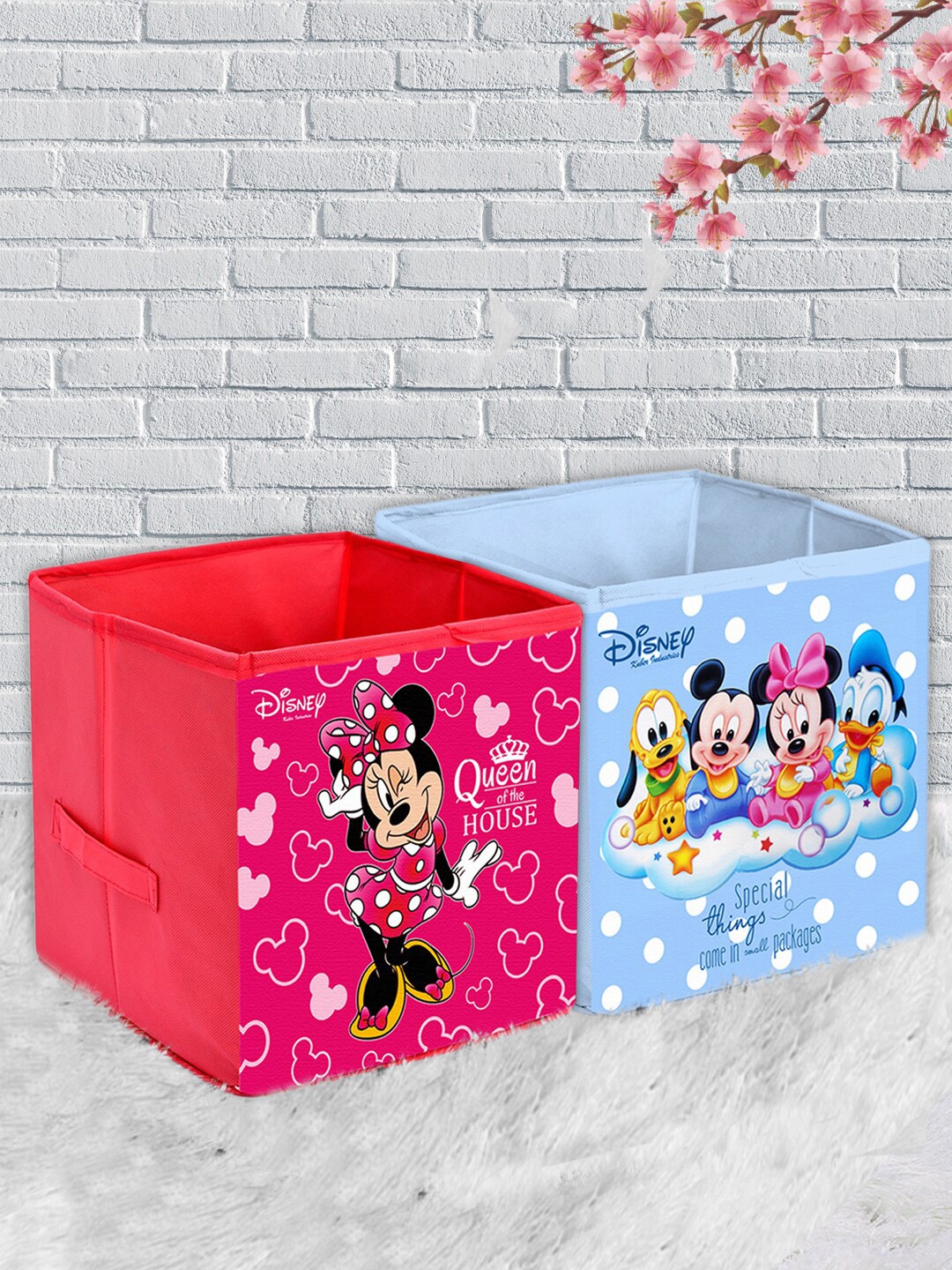 

Kuber Industries Pink & Blue 2 Pcs Printed Organiser Set