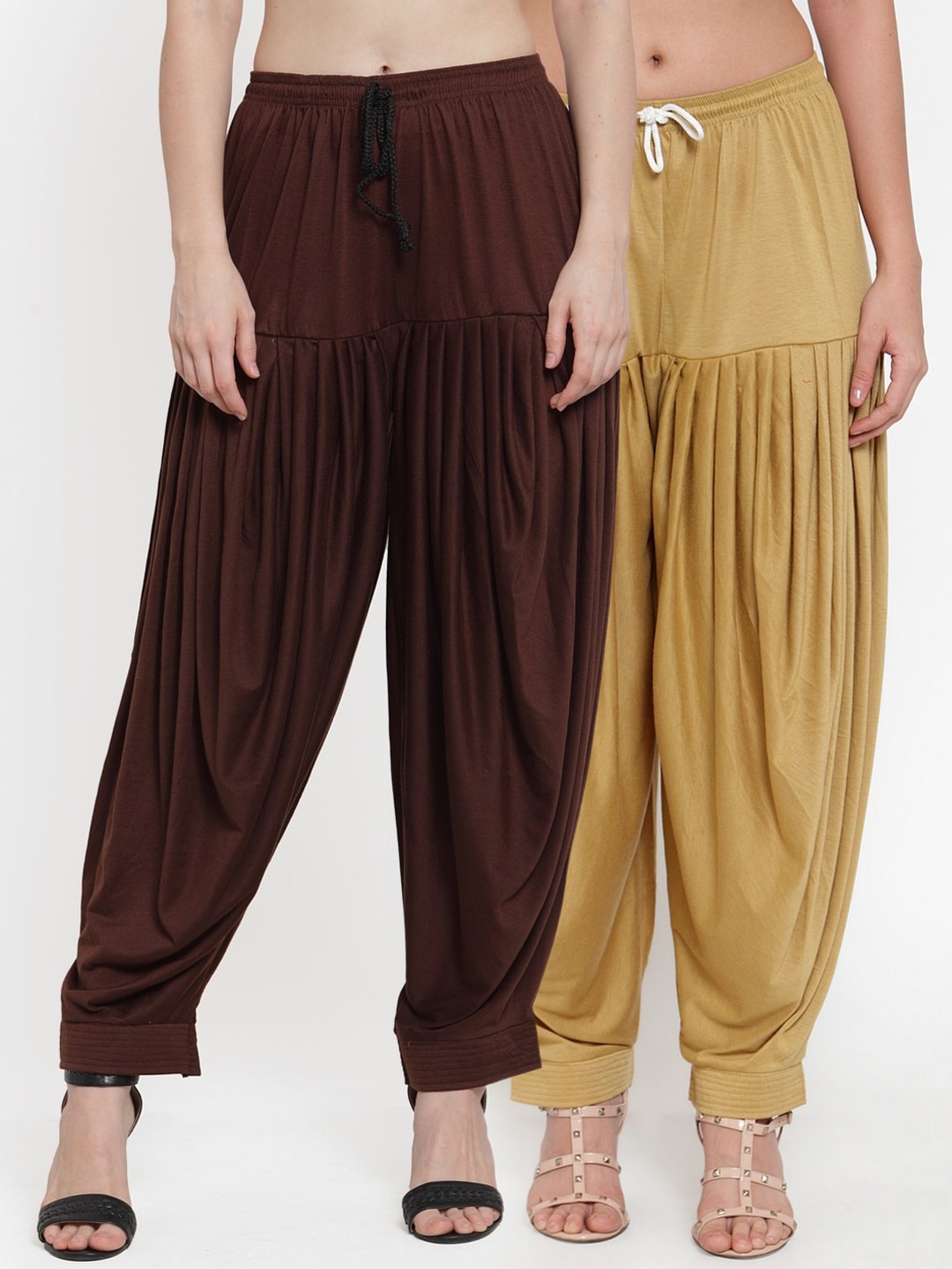 

GRACIT Women Pack Of 2 Solid Loose-Fit Patialas, Beige