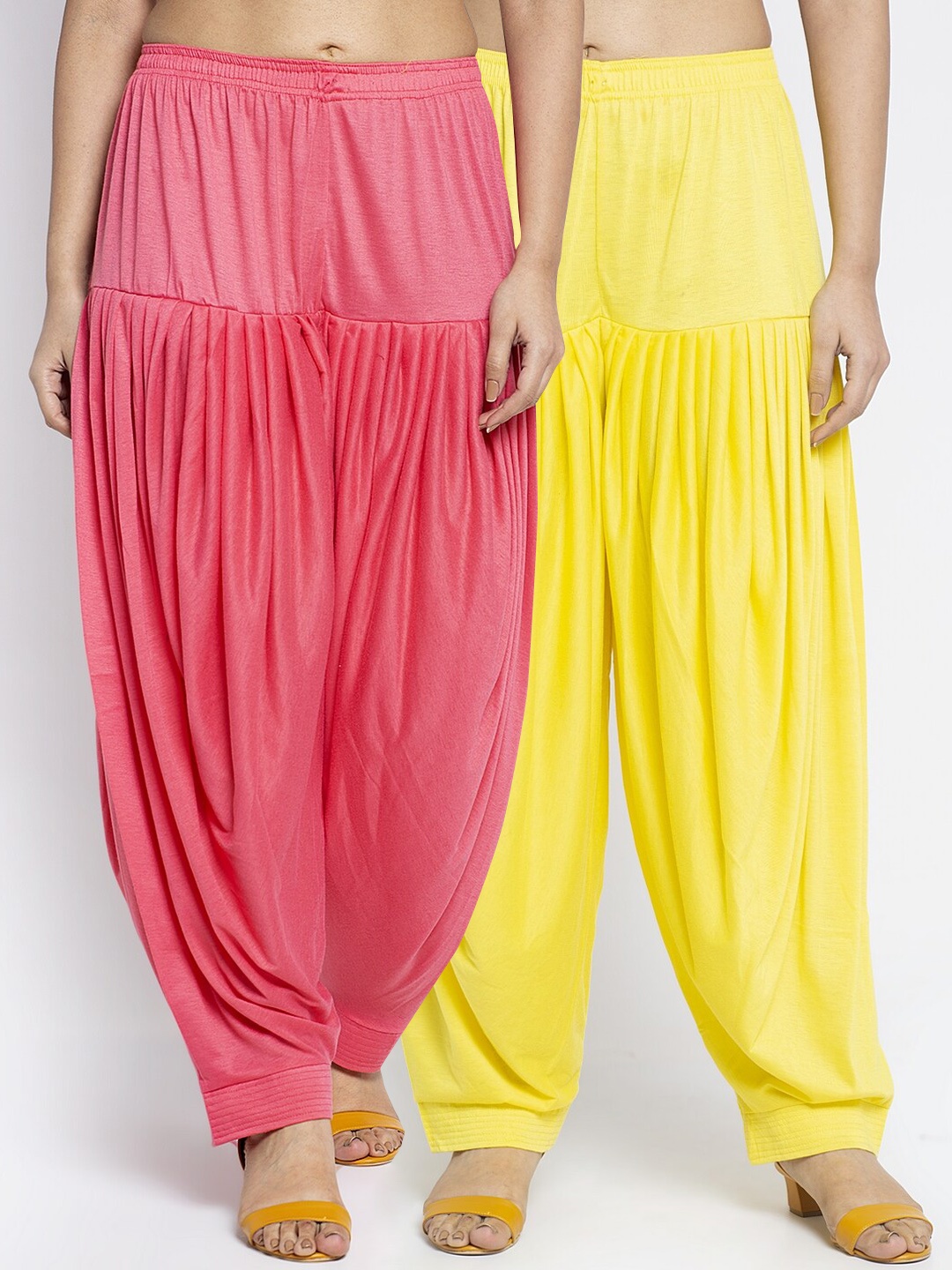GRACIT Women Pack Of 2 Solid Loose-Fit Patialas, Peach