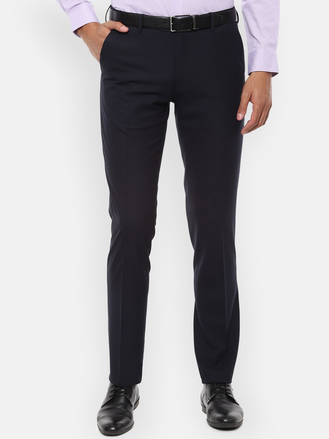 

Van Heusen Men Navy Blue Slim Fit Formal Trousers