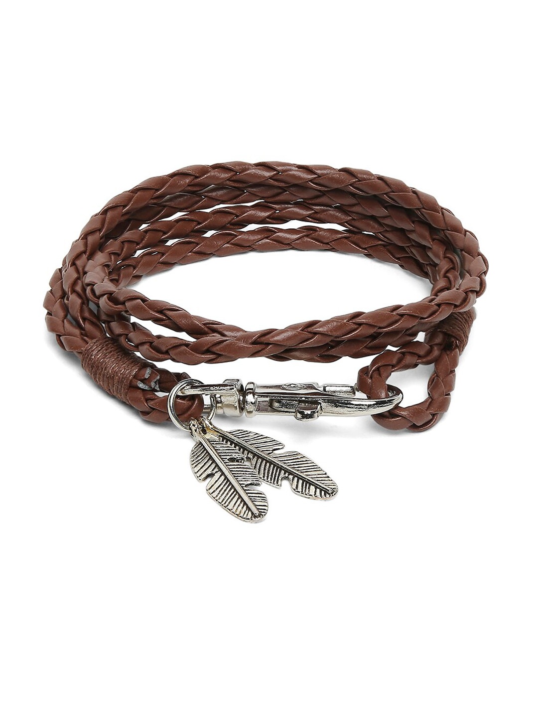 

OOMPH Men Brown Leather Multistrand Bracelet