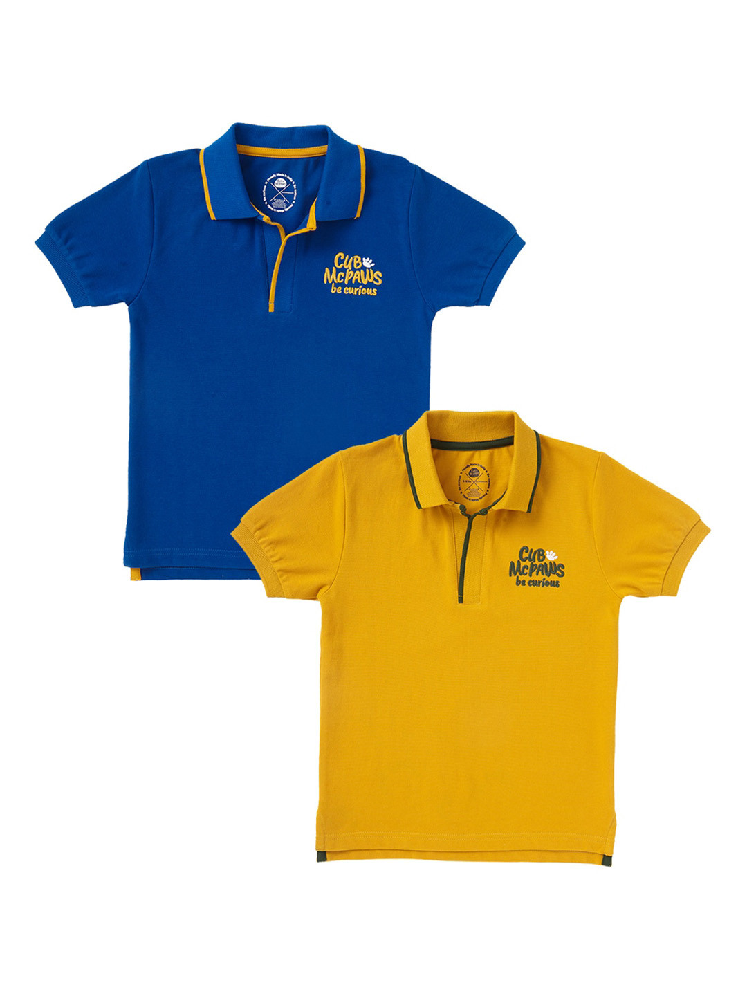 

Cub McPaws Pack of 2 Boys Multicoloured Solid Polo Collar T-shirt, Multi