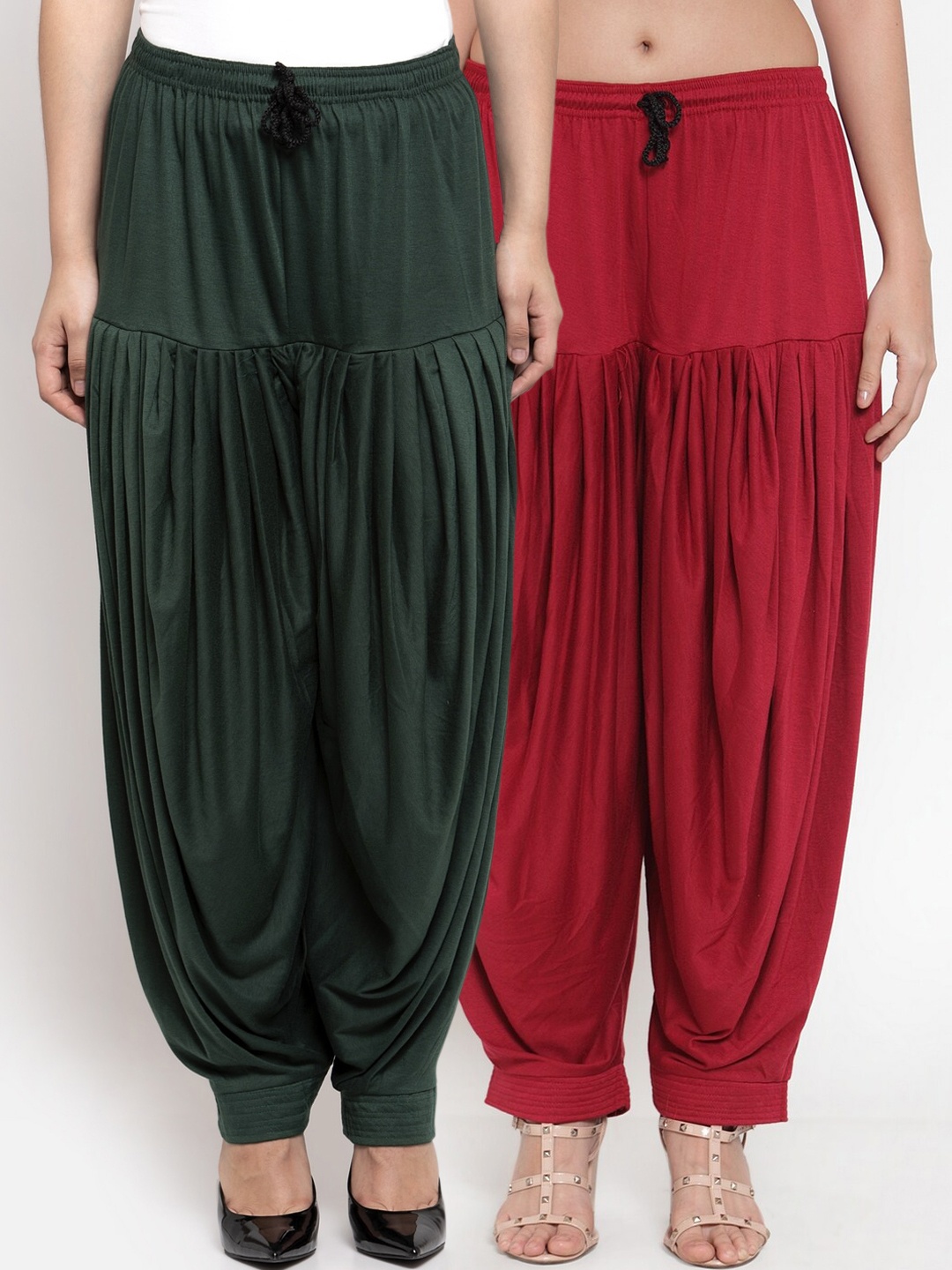 GRACIT Women Pack Of 2 Solid Loose-Fit Patialas, Green