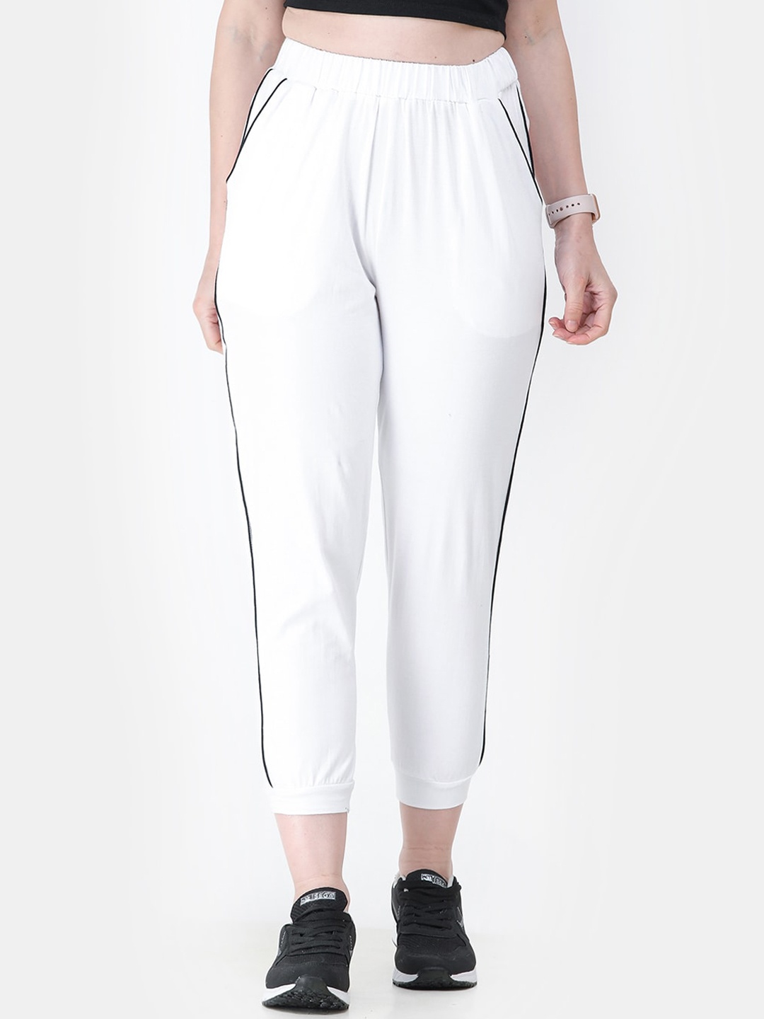 

Cation Women White Solid Joggers