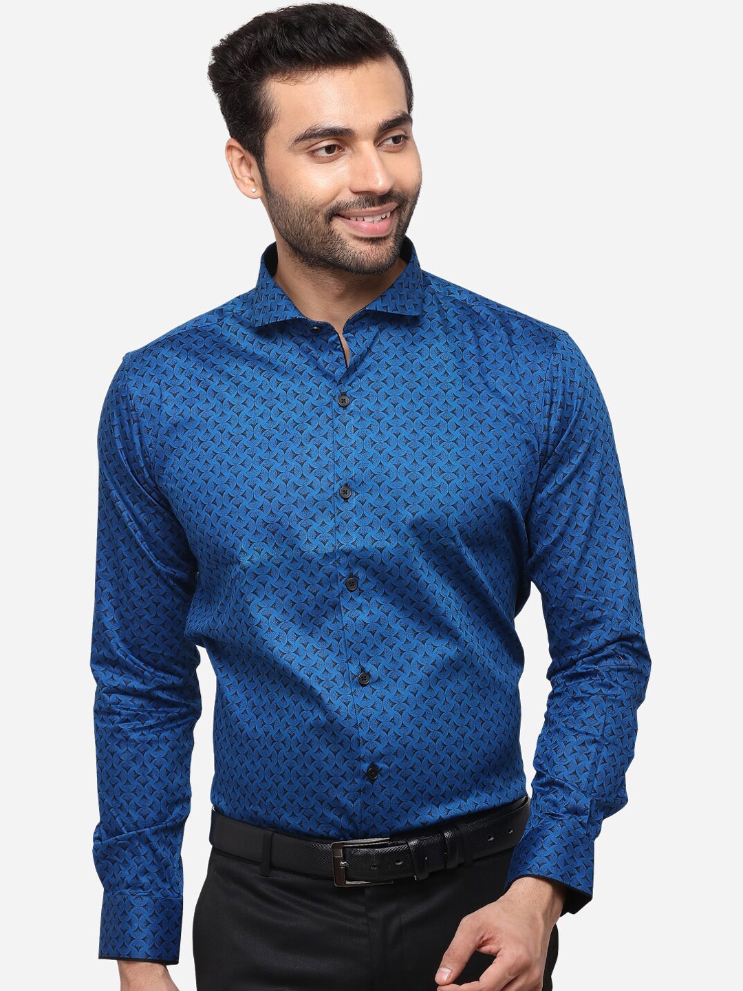

JB STUDIO Men Blue Slim Fit Printed Casual Shirt
