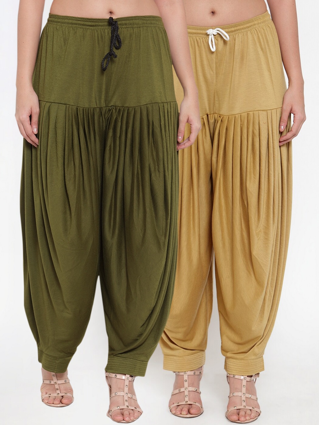 

GRACIT Women Pack of 2 Solid Patialas, Beige