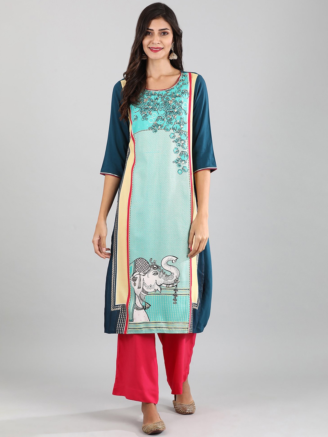 Aurelia Women Blue Ethnic Motifs Printed Kurta