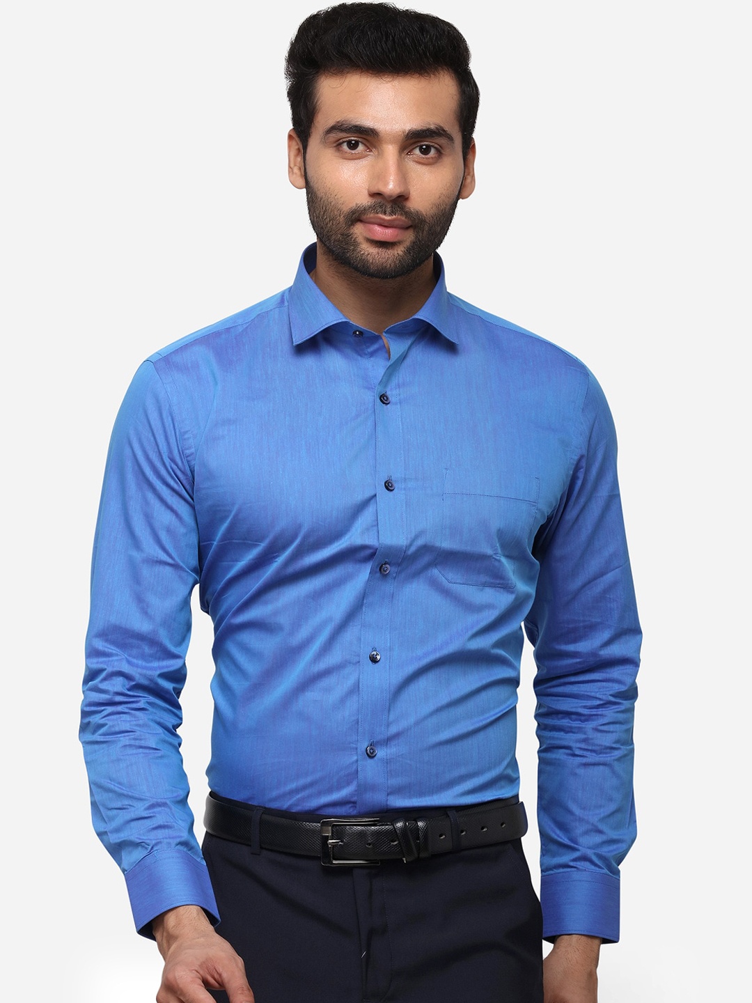 

Greenfibre Men Blue Slim Fit Solid Formal Shirt