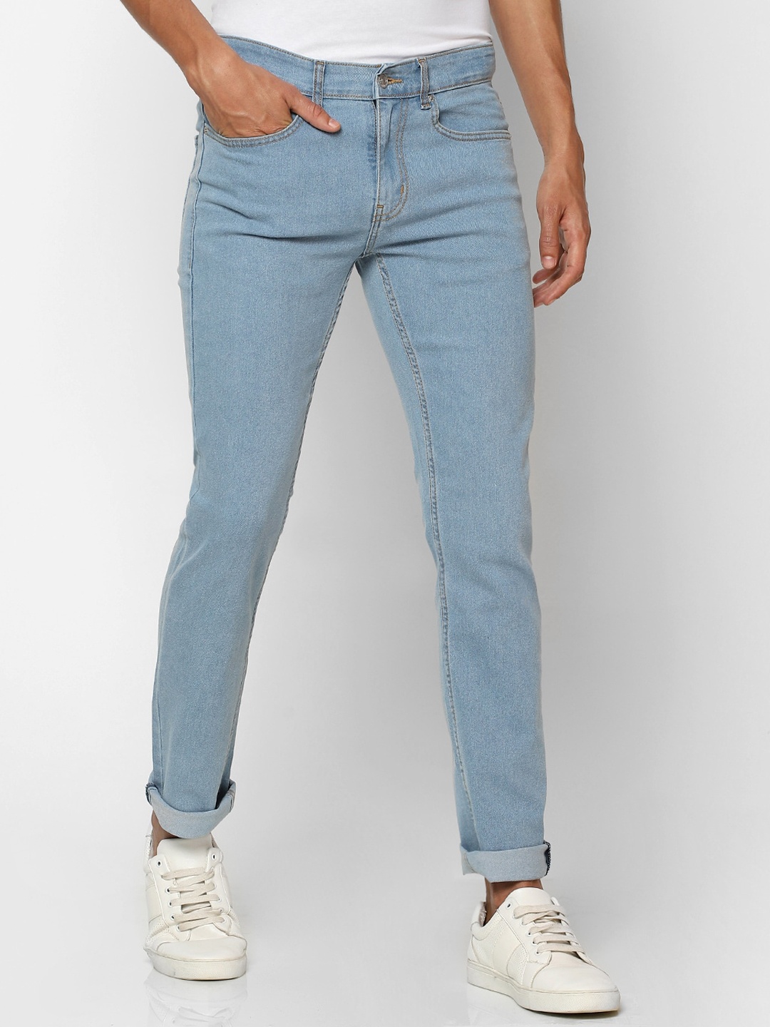 

FOREVER 21 Men Blue Clean Look Slim Fit Jeans