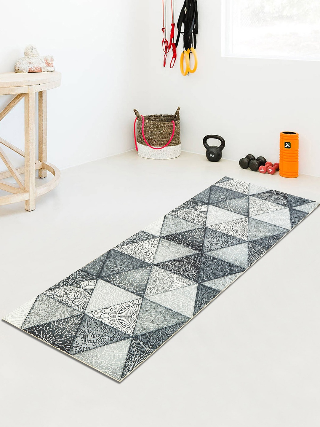 

OBSESSIONS Black & Grey Printed Reversable Yoga Mat