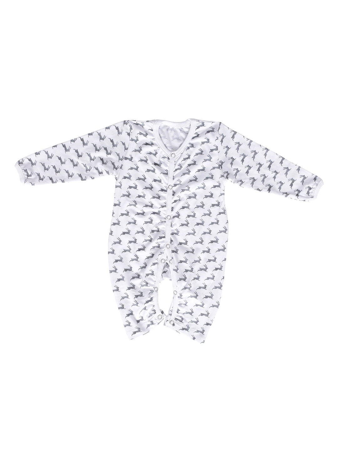 Moms Home Kids White & Grey Printed Organic Cotton Sustainable Rompers