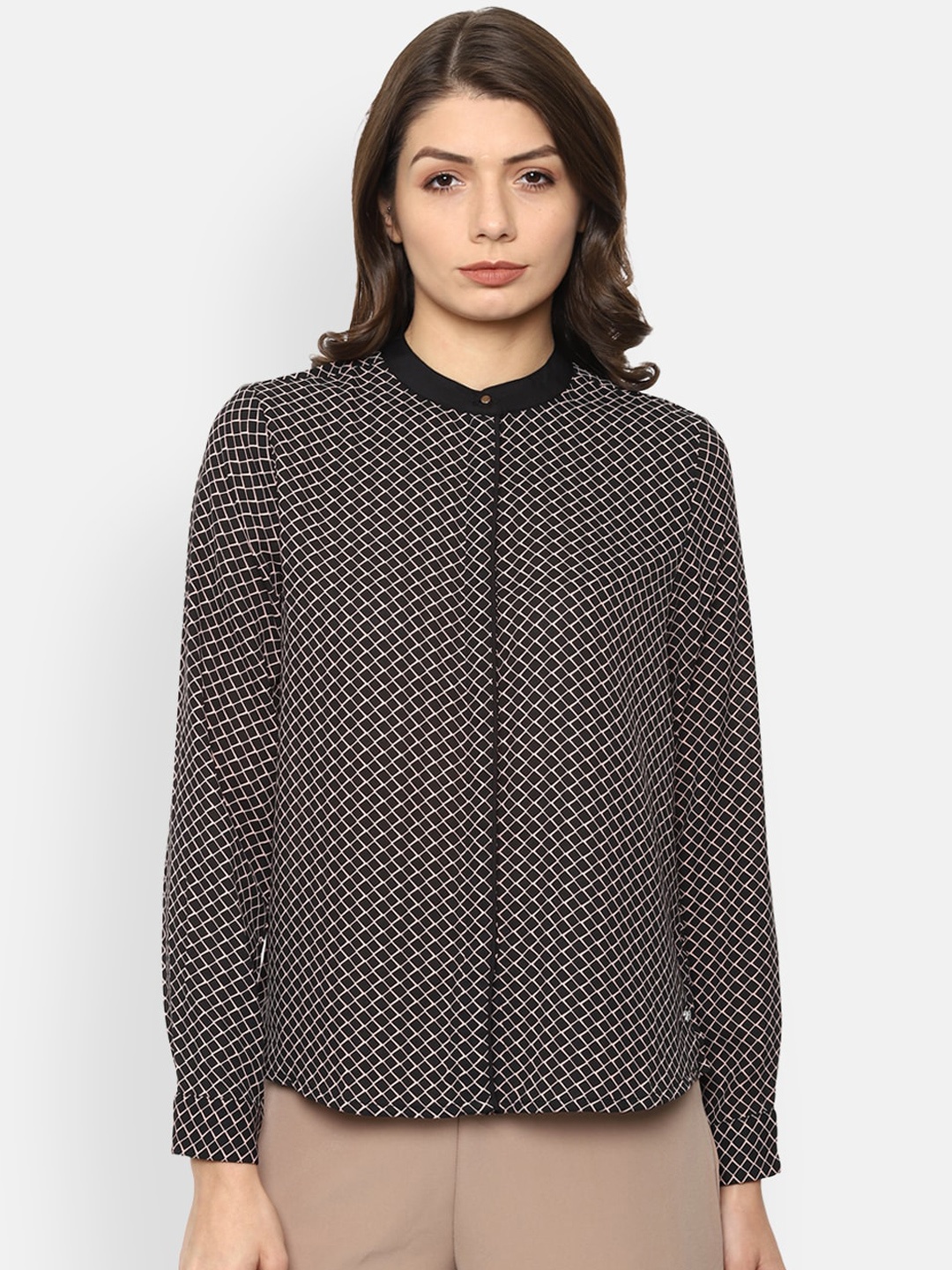 

Van Heusen Woman Black & Beige Printed Casual Shirt
