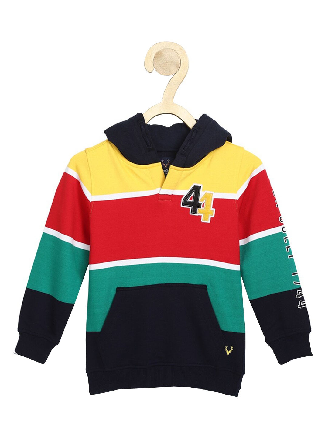 

Allen Solly Junior Boys Red & Green Colourblocked Hooded Sweatshirt