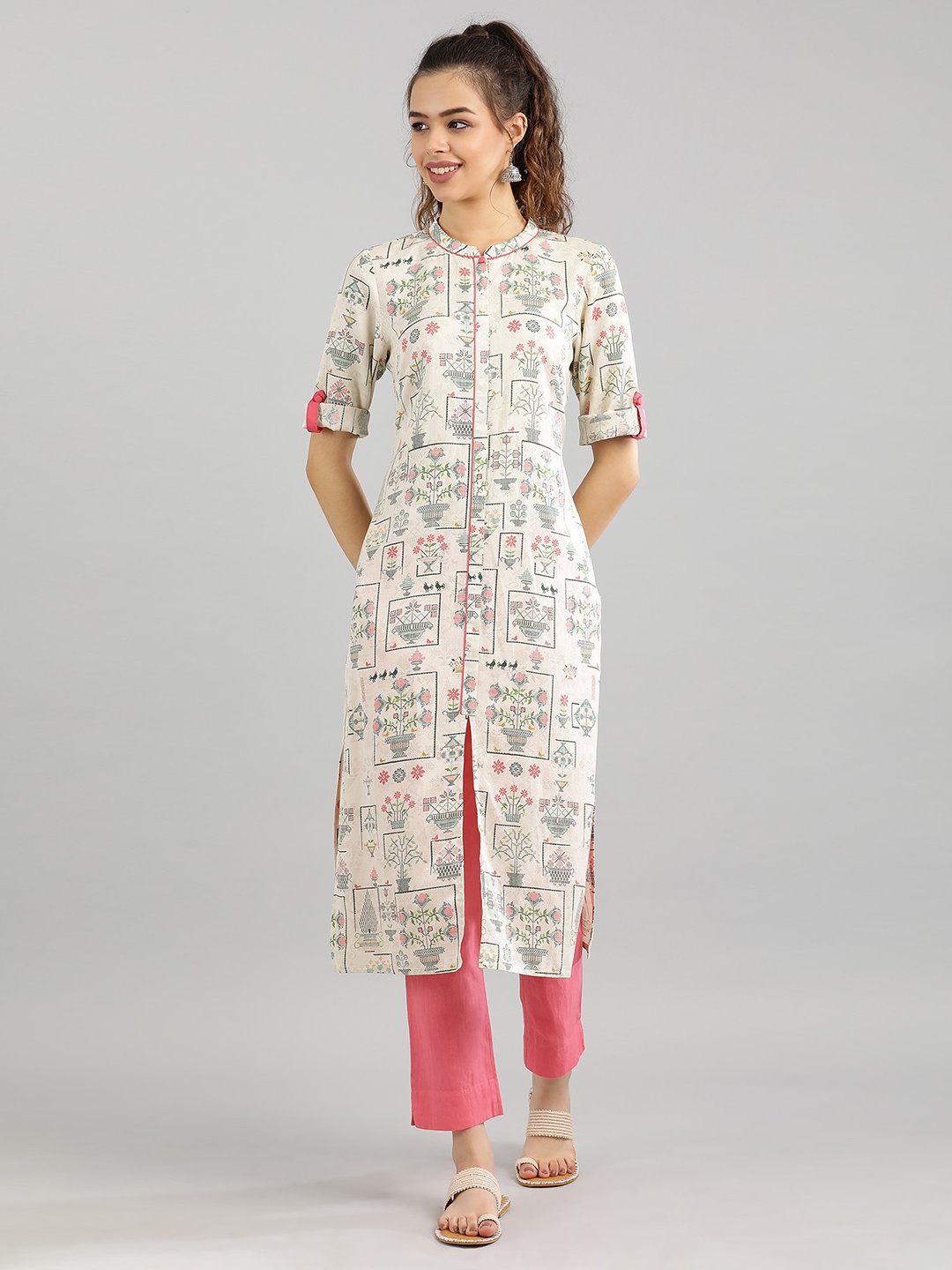Aurelia Women Off White Woven Design kurta