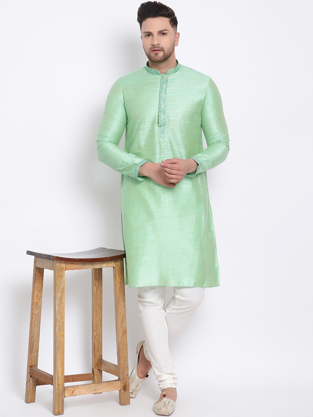 

Sanwara Men Green Art Silk Kurta