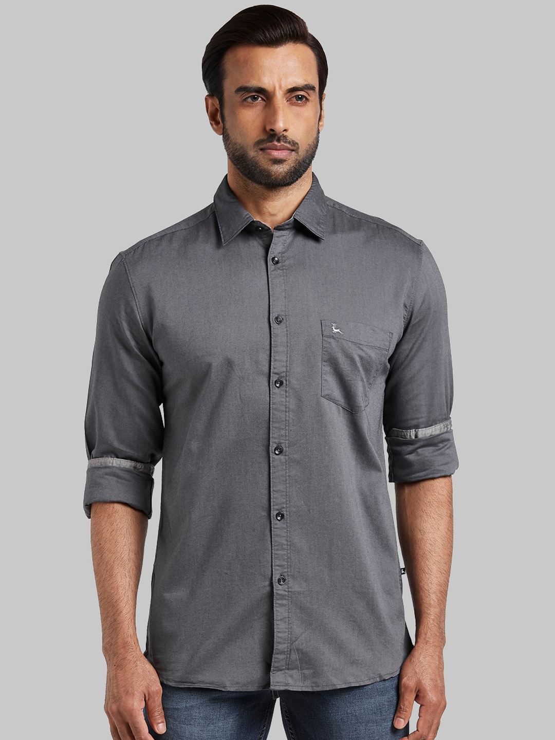 

Parx Men Grey Slim Fit Solid Casual Shirt
