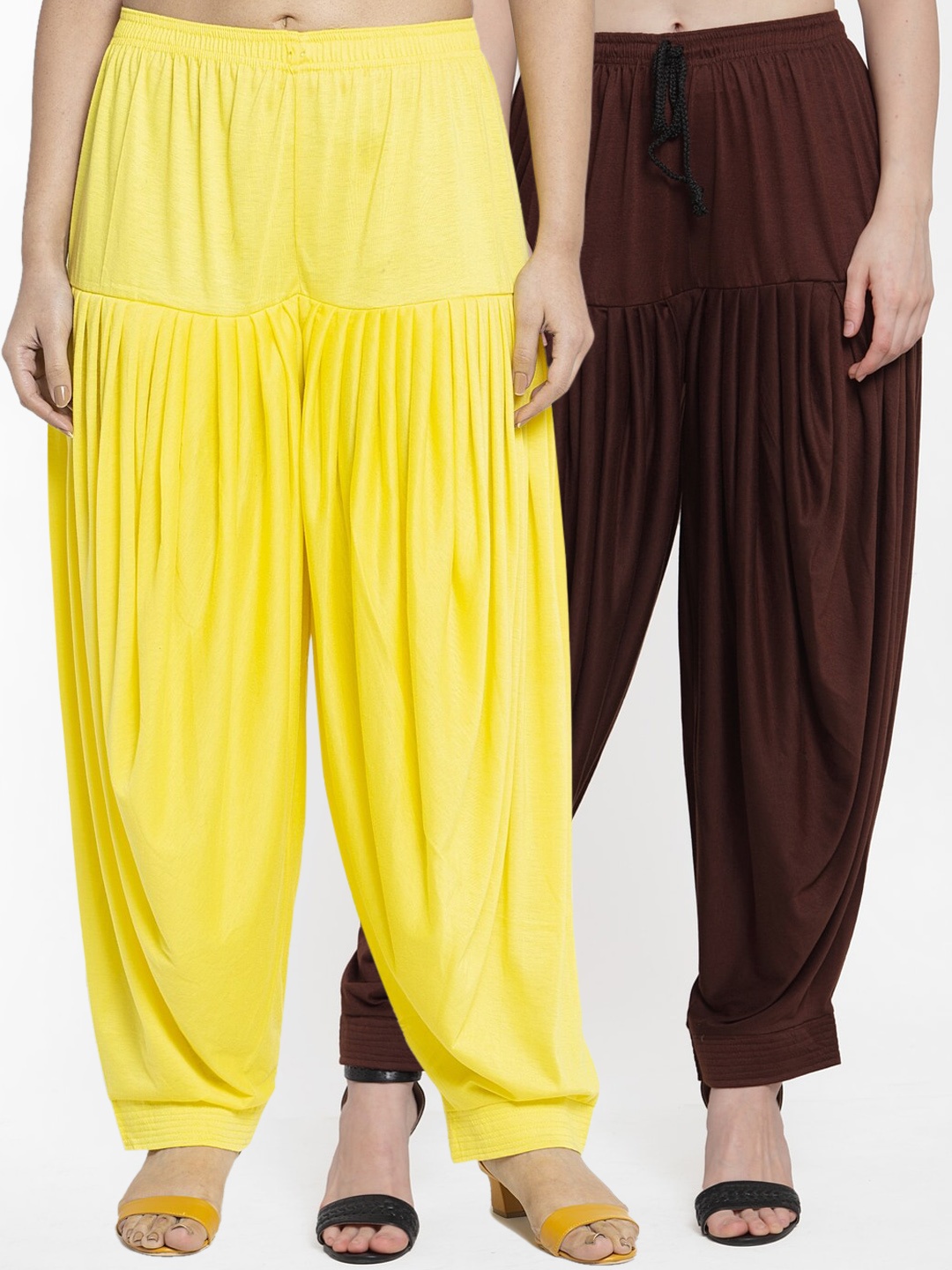 

GRACIT Women Pack Of 2 Solid Loose-Fit Patialas, Brown