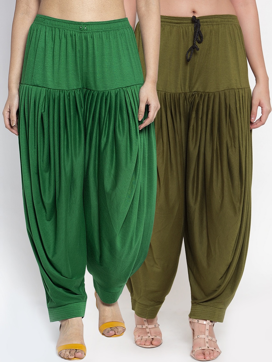 

GRACIT Women Pack of 2 Solid Patialas, Green