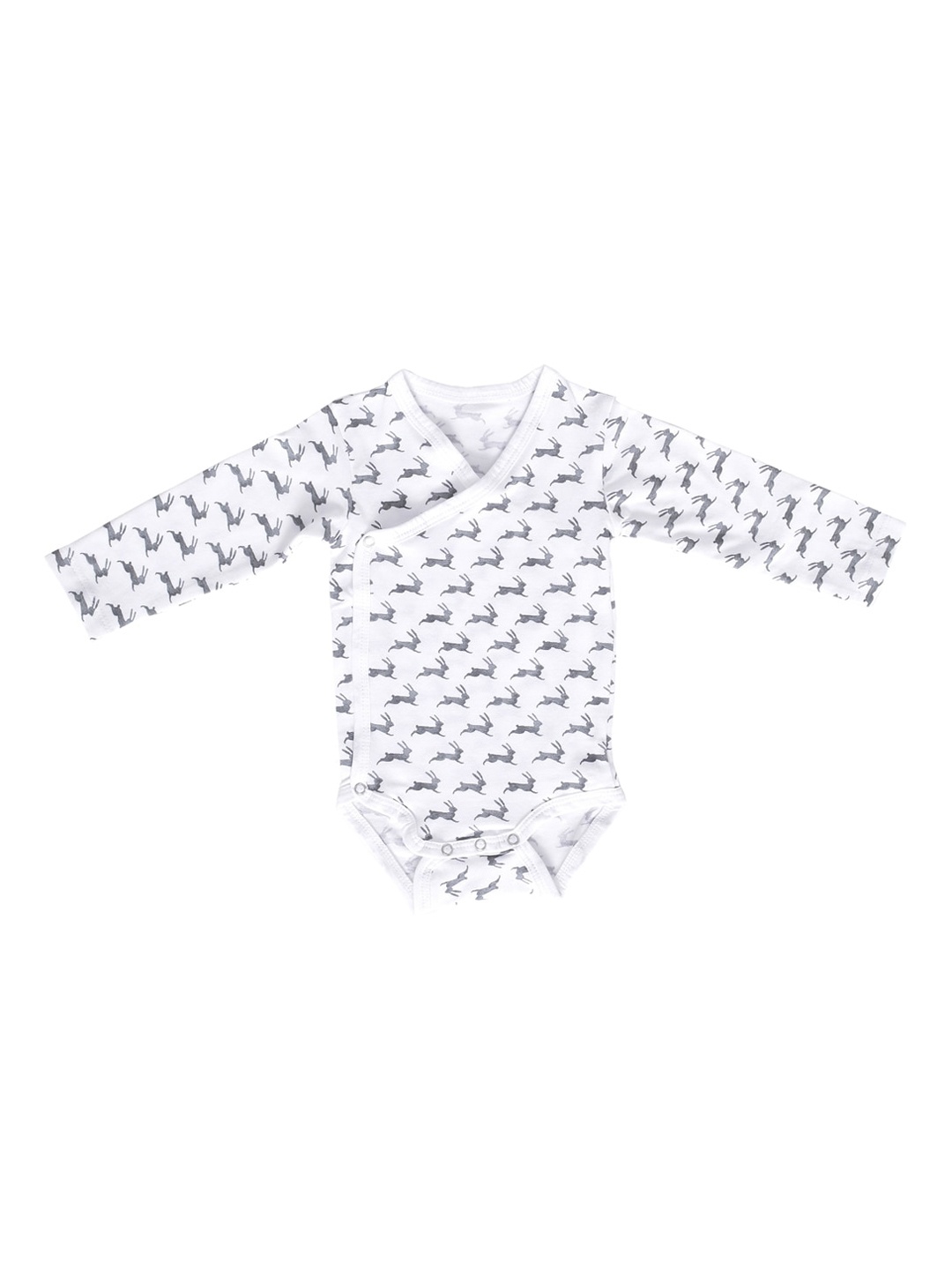 

Moms Home Baby White & Grey Printed Organic Cotton Bodysuit