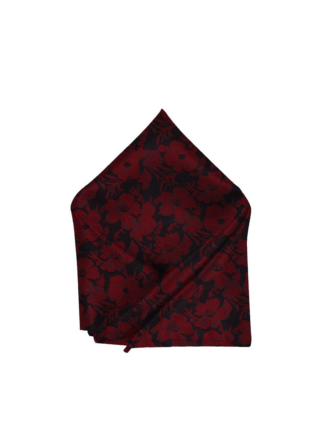 Blacksmith Men Black & Red Woven-Design Sustainable Pocket Square