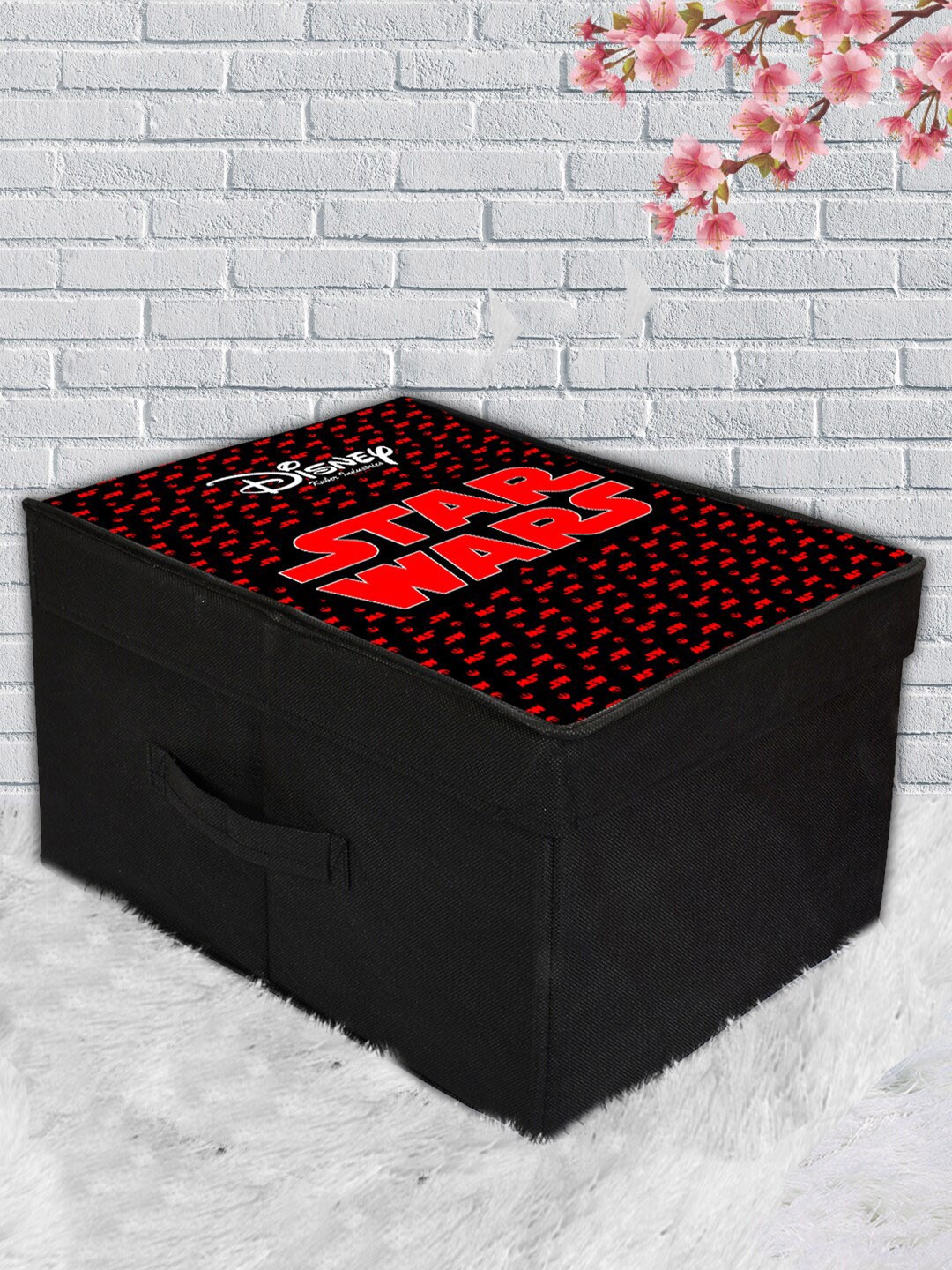 

Kuber Industries Black Disney Star Wars Print Foldable Storage Organizer Box With Lid