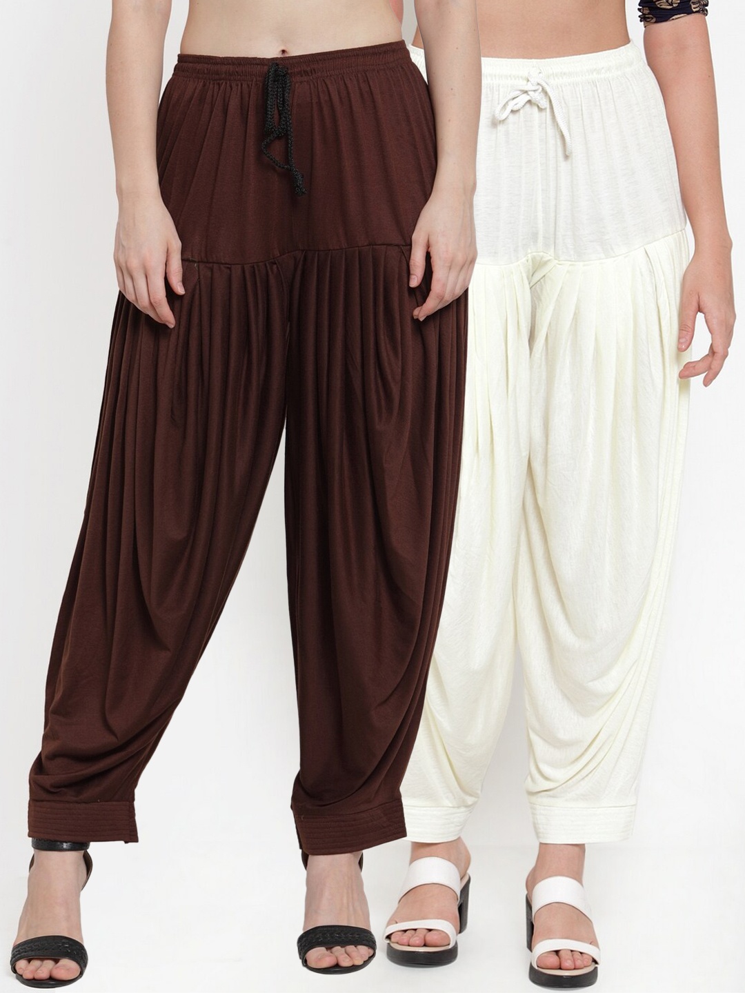 

GRACIT Women Pack Of 2 Solid Loose-Fit Patialas, Brown