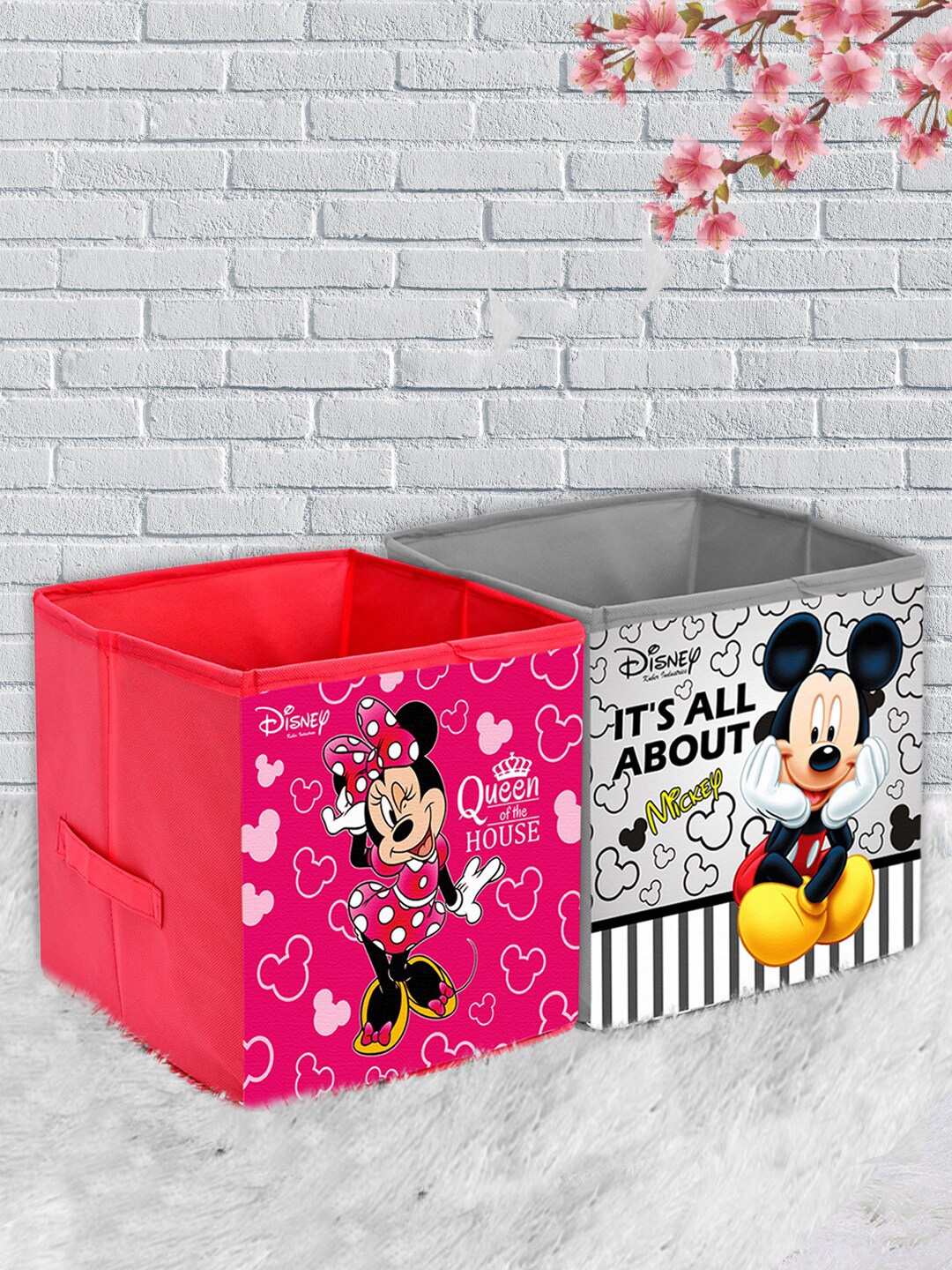 

Kuber Industries Set Of 2 Disney Printed Foldable Extra Large Storage Cube Organisers, Grey