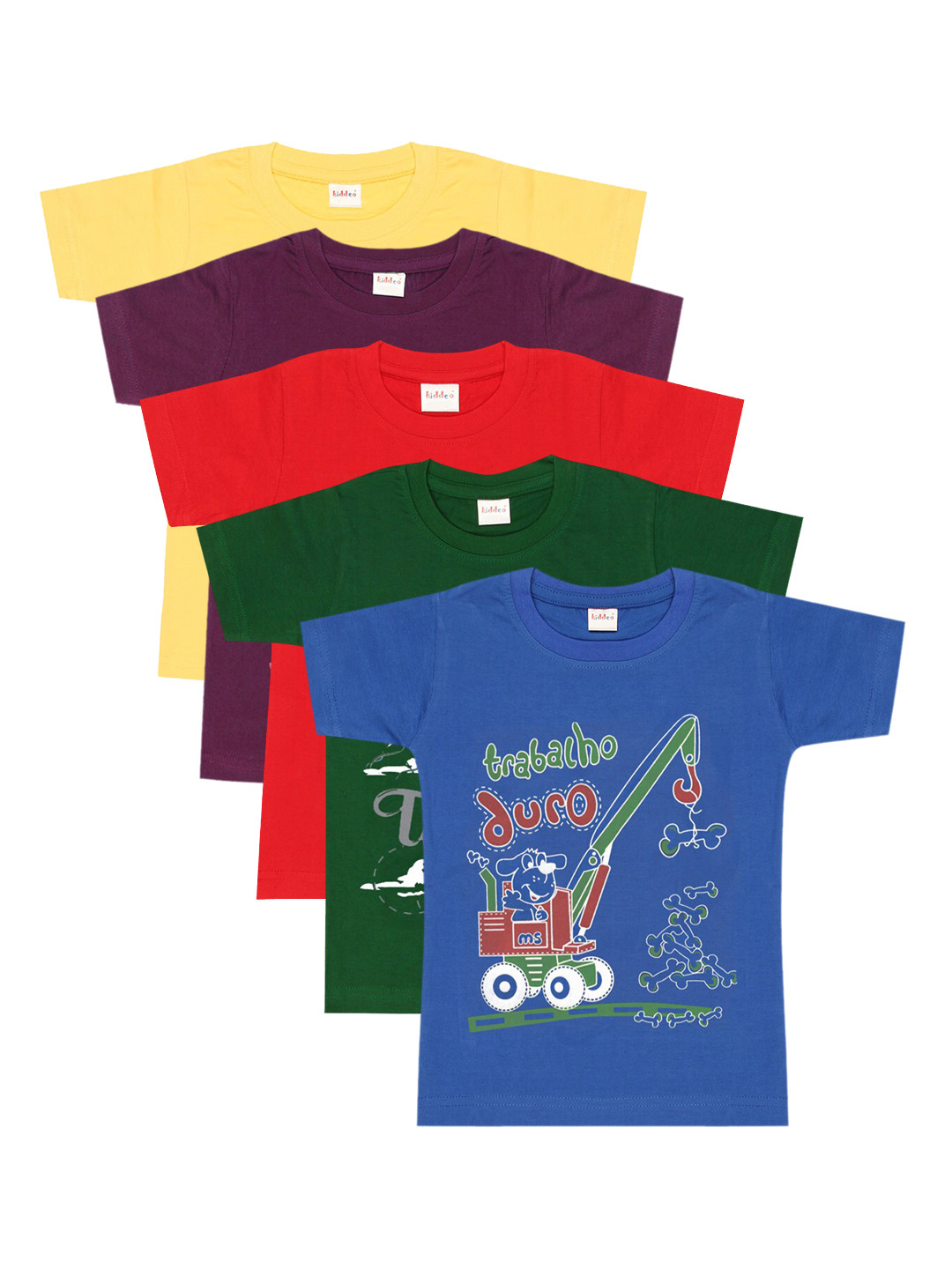 

Kiddeo Boys Multicoloured Printed Round Neck T-shirt, Multi