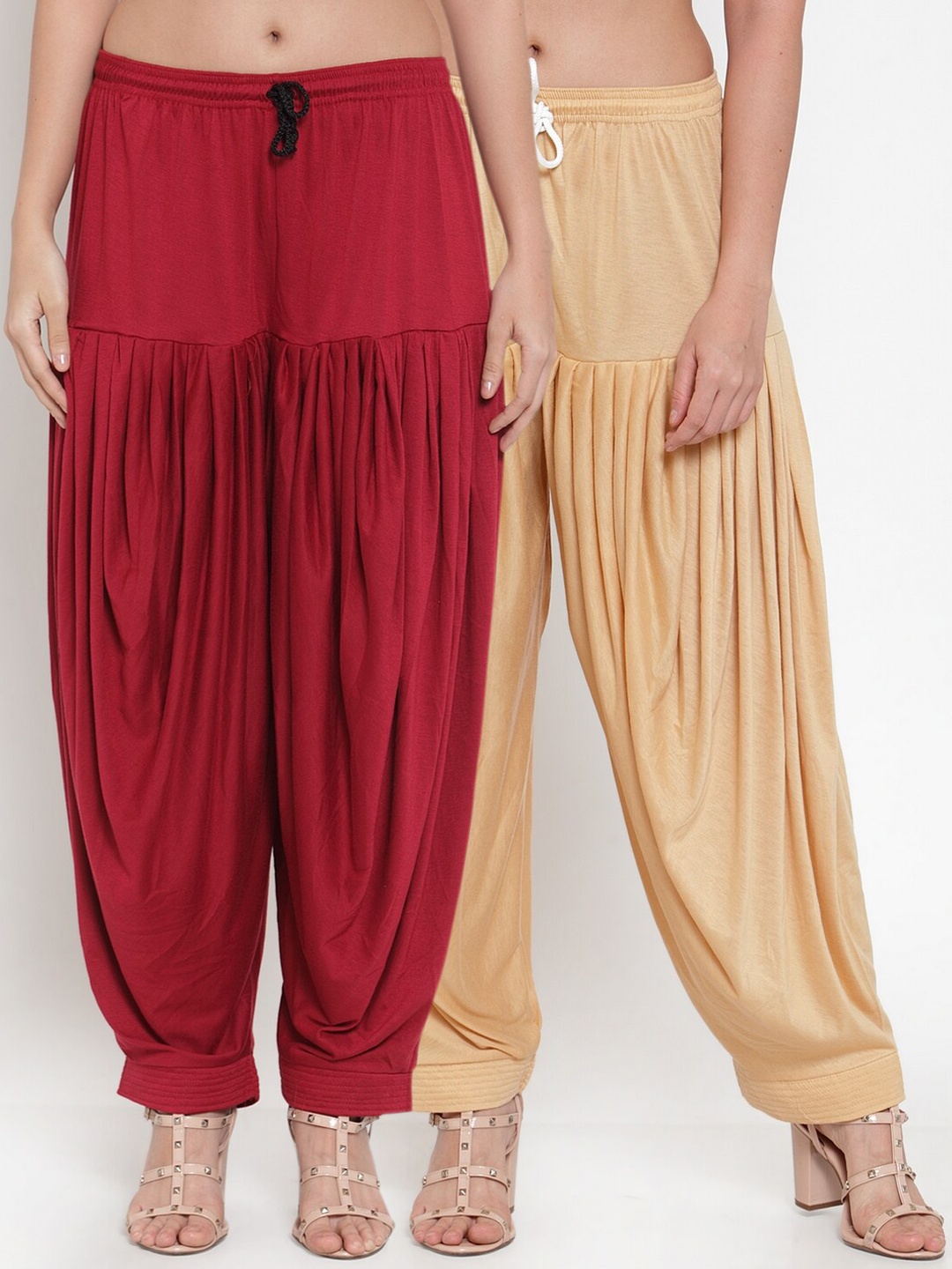 GRACIT Women Pack Of 2 Solid Patialas, Maroon