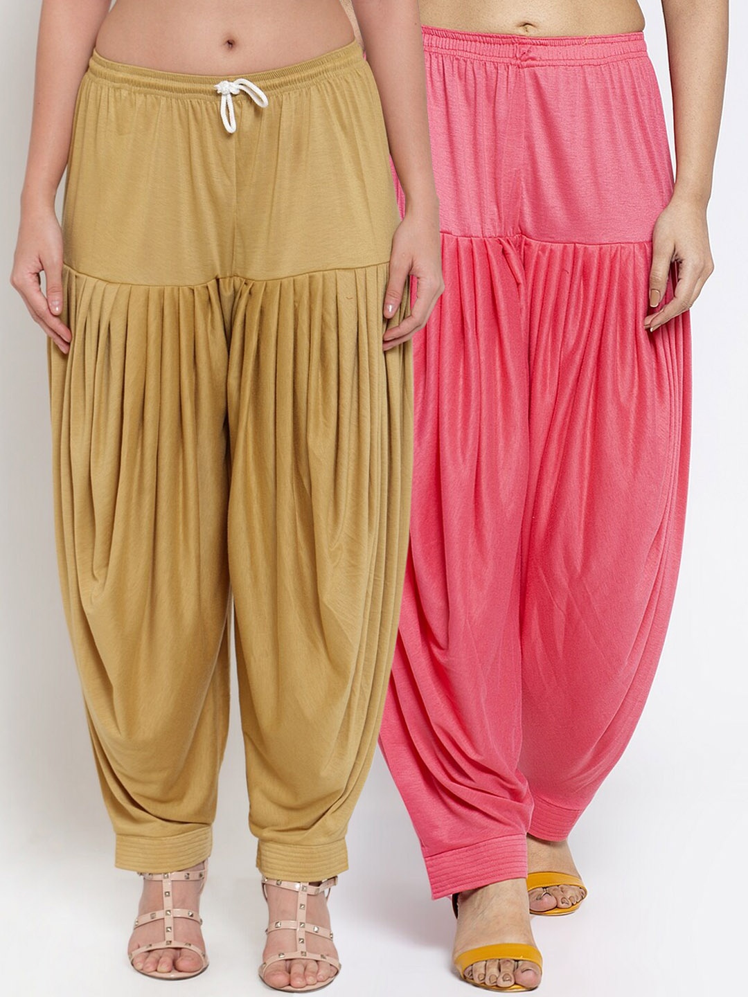 GRACIT Women Pack Of 2 Solid Loose-Fit Patialas, Beige