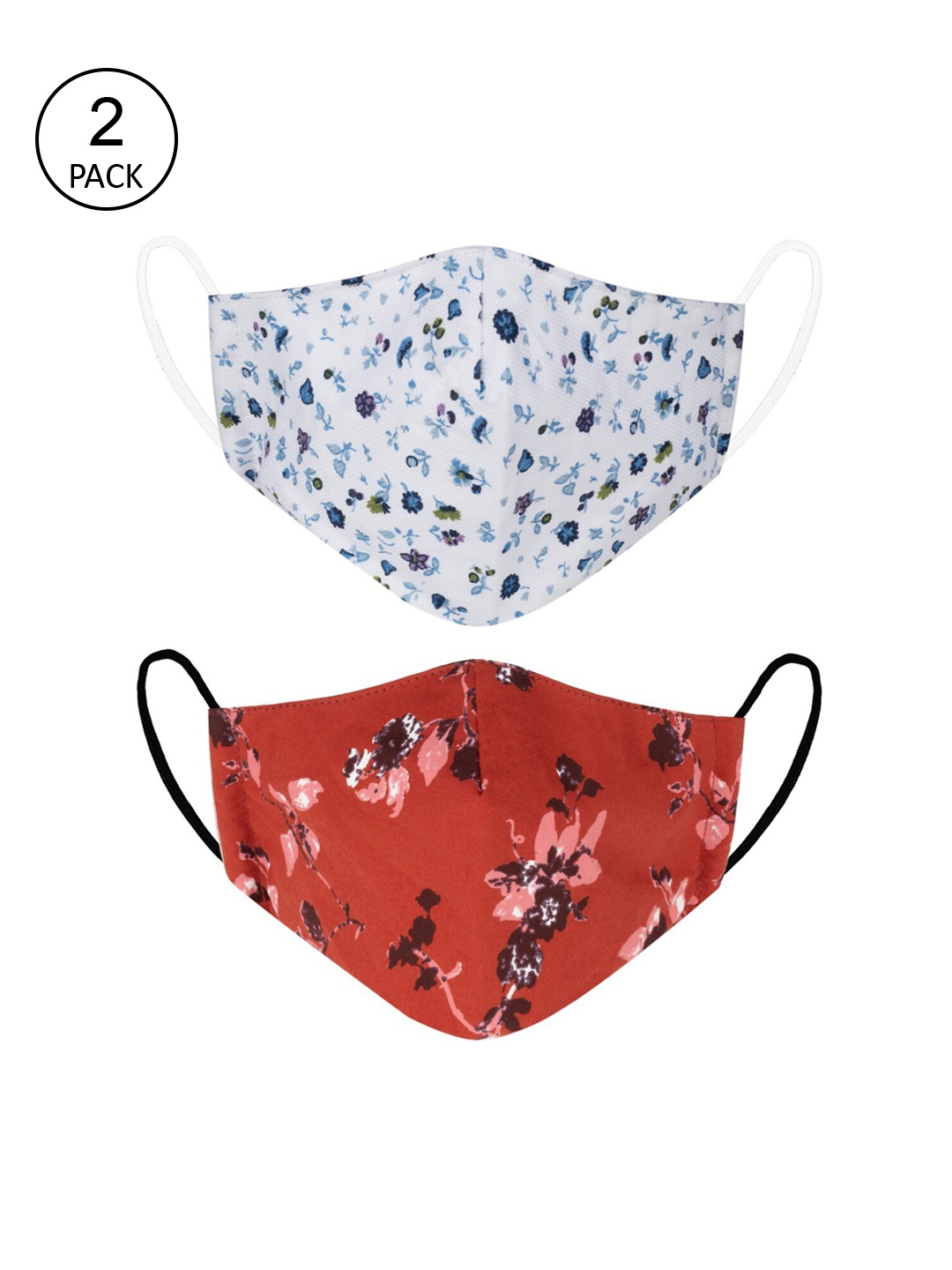 VEA Kids Pack Of 2 Printed 3-Ply Reusable 5 Layered Protective Outdoor Masks, Red