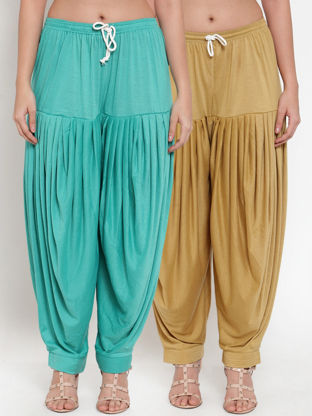 

GRACIT Women Pack Of 2 Solid Loose-Fit Patialas, Beige