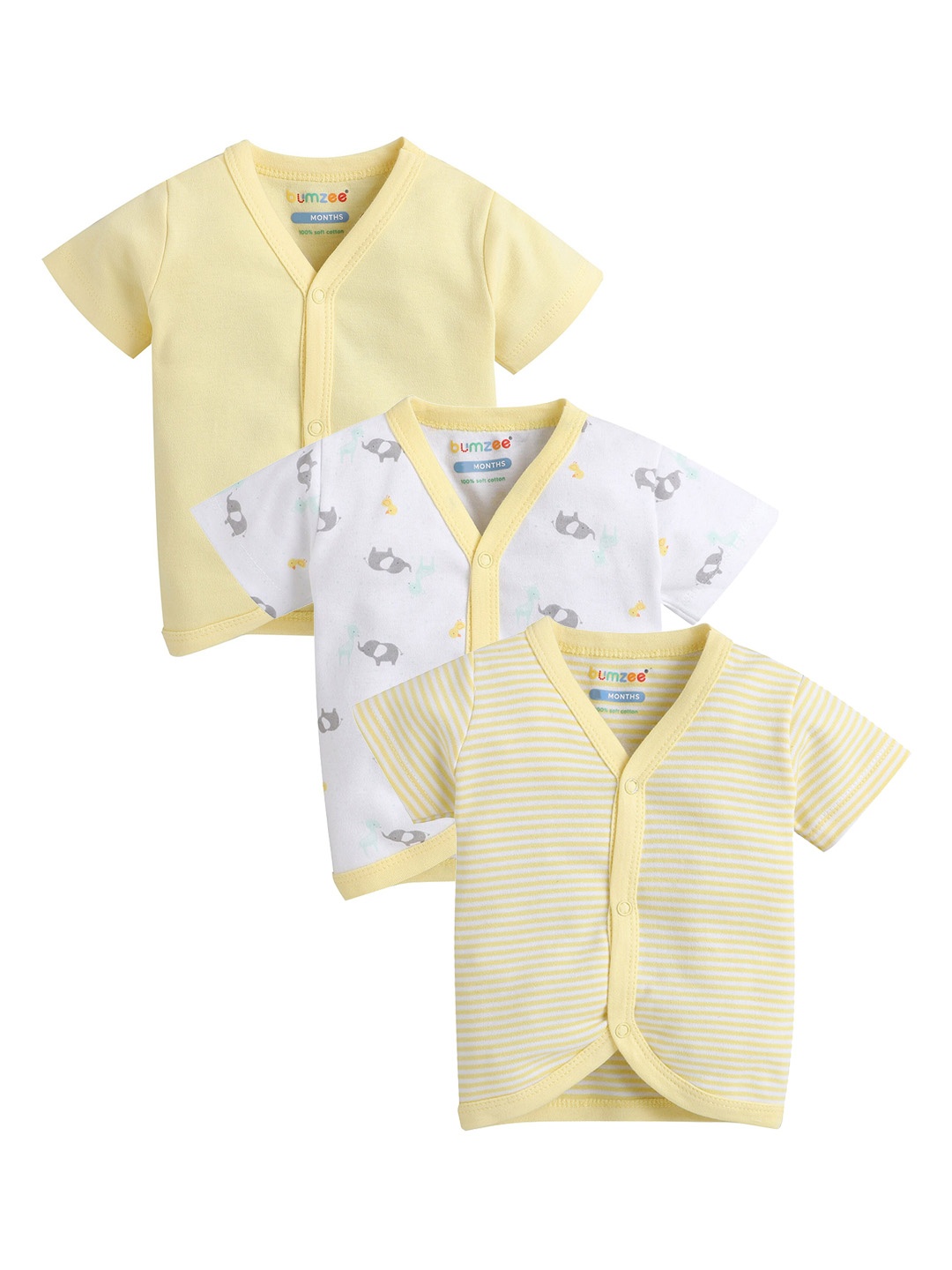 

BUMZEE Infants Kids Pack Of 3 Jhablas, Yellow