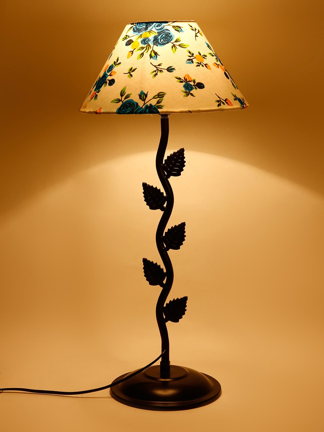 

Devansh White & Blue Solid Traditional Bedside Standard Table Lamp with Shade